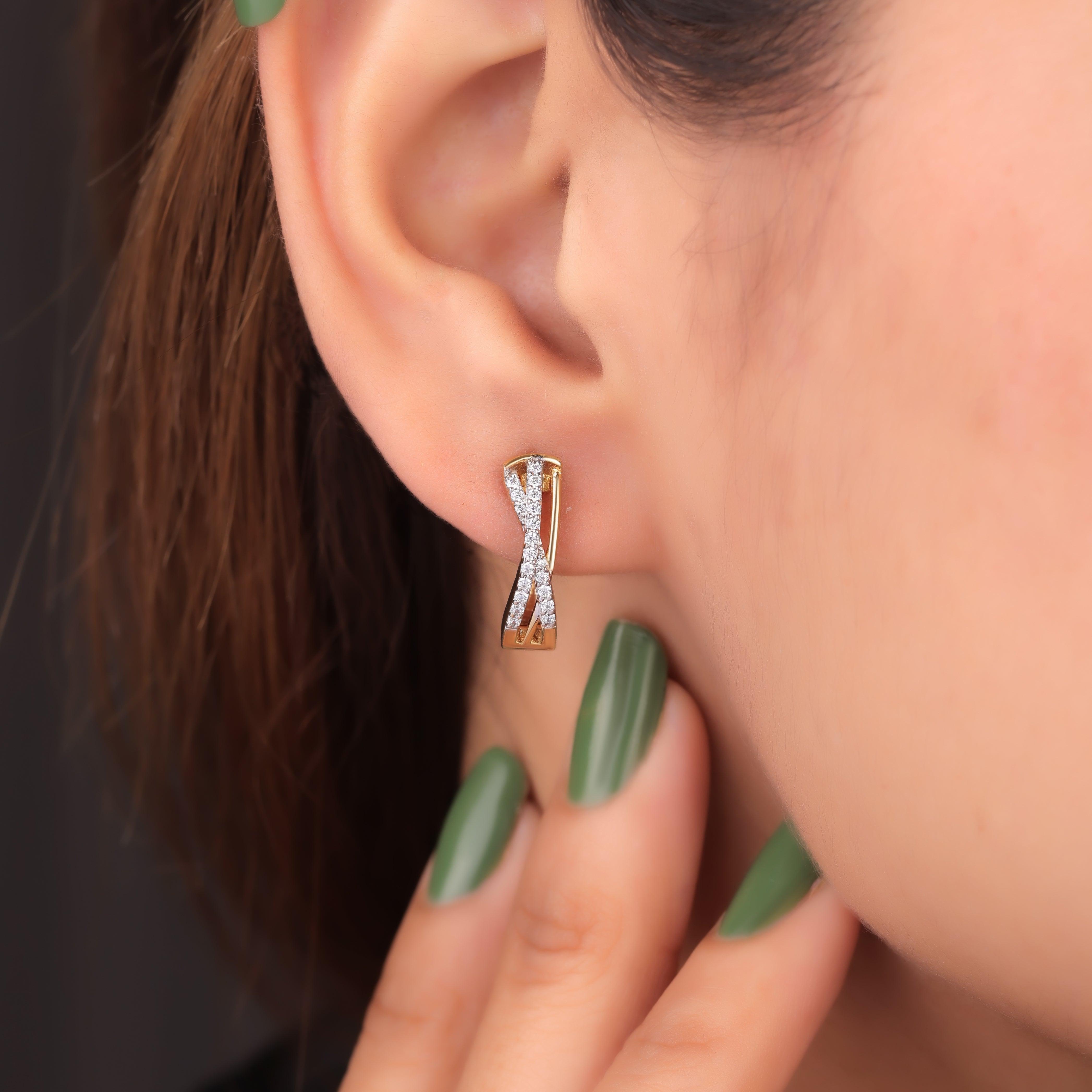 Eshika Silver Hoop Earrings for Women - Shinez By Baxi Jewellers