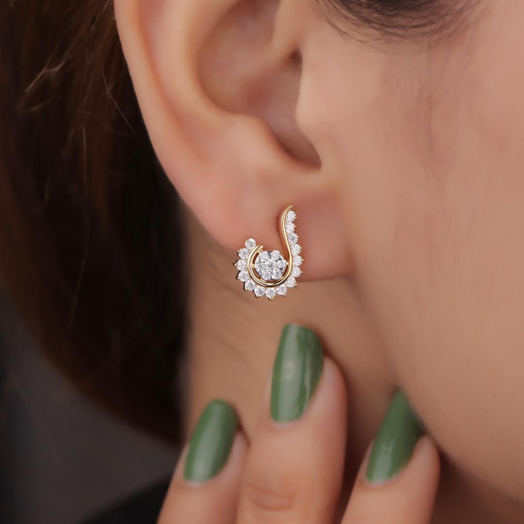 Ruthy Silver Stud Earrings for Women - Shinez By Baxi Jewellers