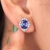 Toami Tanzanite Silver Stud Earrings for Women - Shinez By Baxi Jewellers