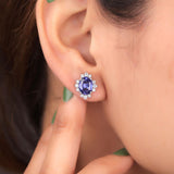 Toami Tanzanite Silver Stud Earrings for Women - Shinez By Baxi Jewellers