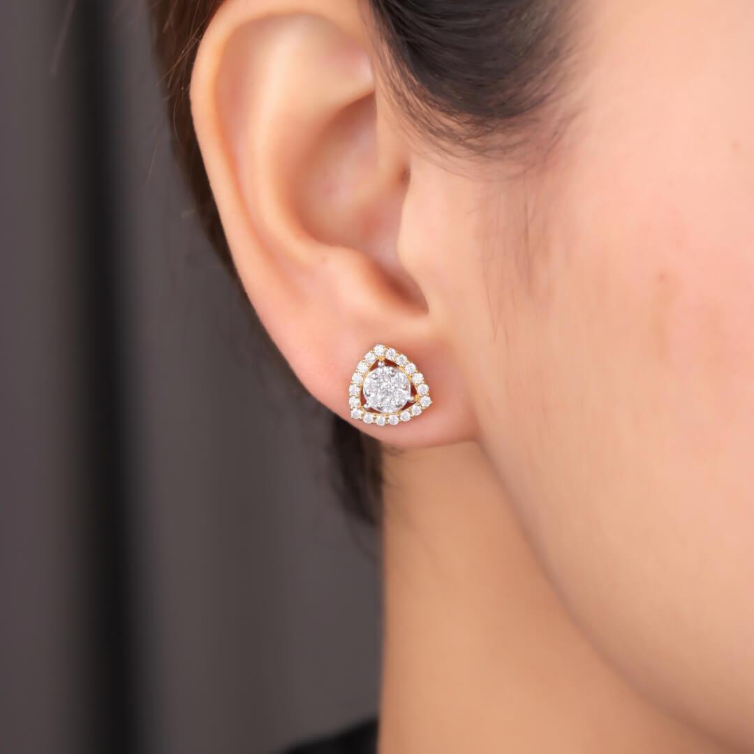 Brylee Triangle Silver Stud Earrings - Shinez By Baxi Jewellers