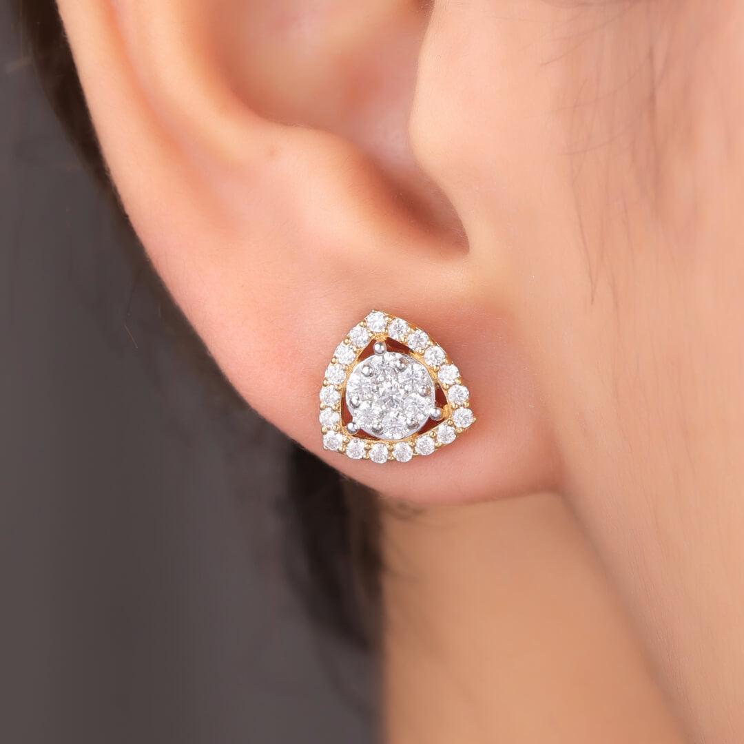 Brylee Triangle Silver Stud Earrings - Shinez By Baxi Jewellers