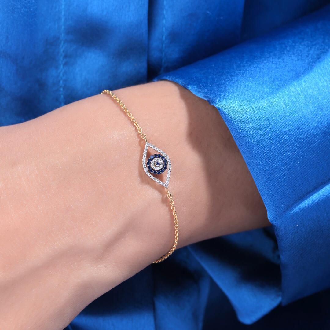 Nora Evil Eye Silver Loose Bracelet for Women - Shinez By Baxi Jewellers
