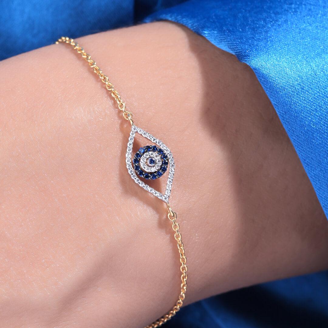 Nora Evil Eye Silver Loose Bracelet for Women - Shinez By Baxi Jewellers