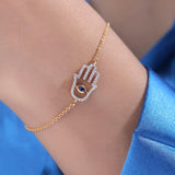 Hamsa Evil Eye Silver Loose Bracelet for Women - Shinez By Baxi Jewellers