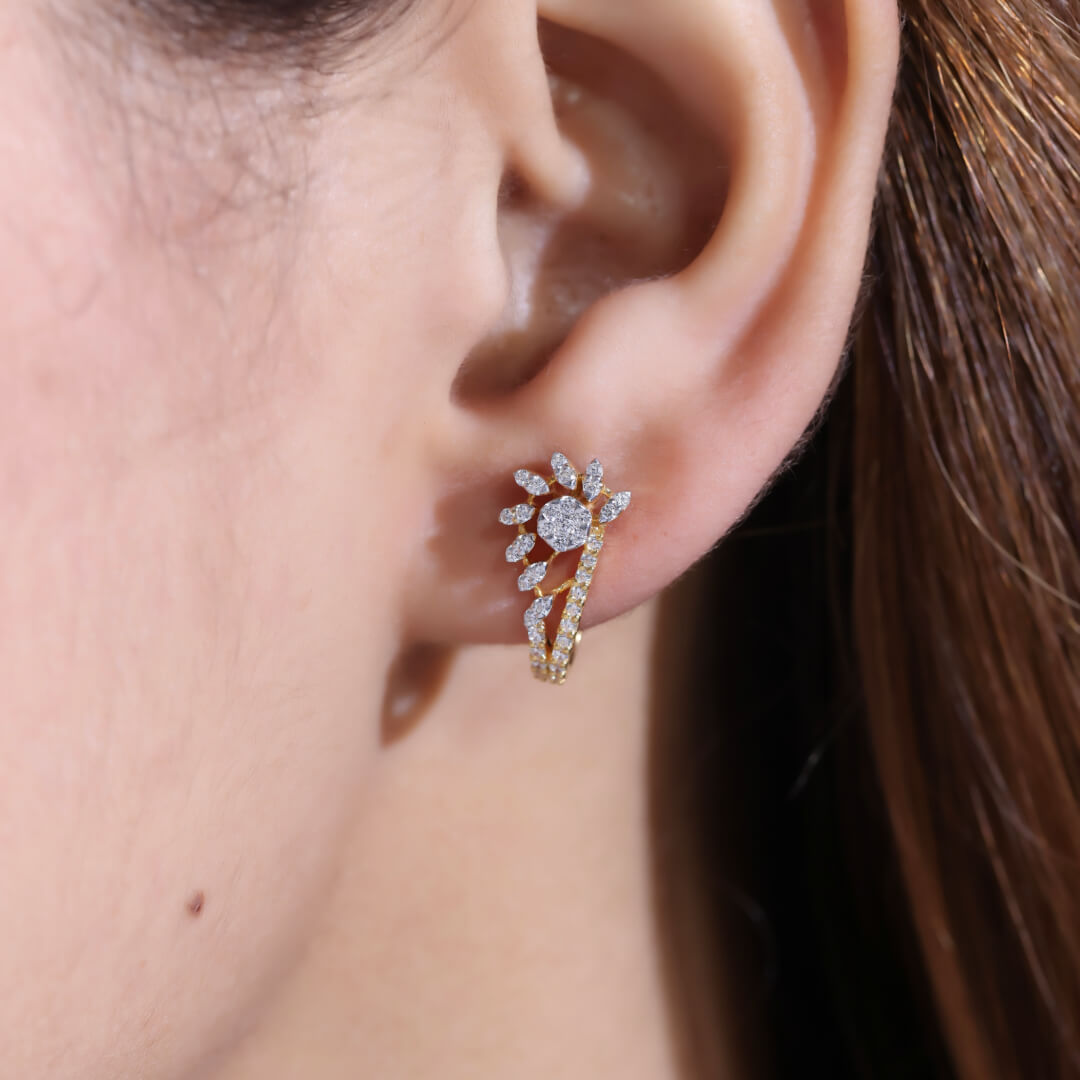 Haly Silver Hoop Earrings for Women - Shinez By Baxi Jewellers