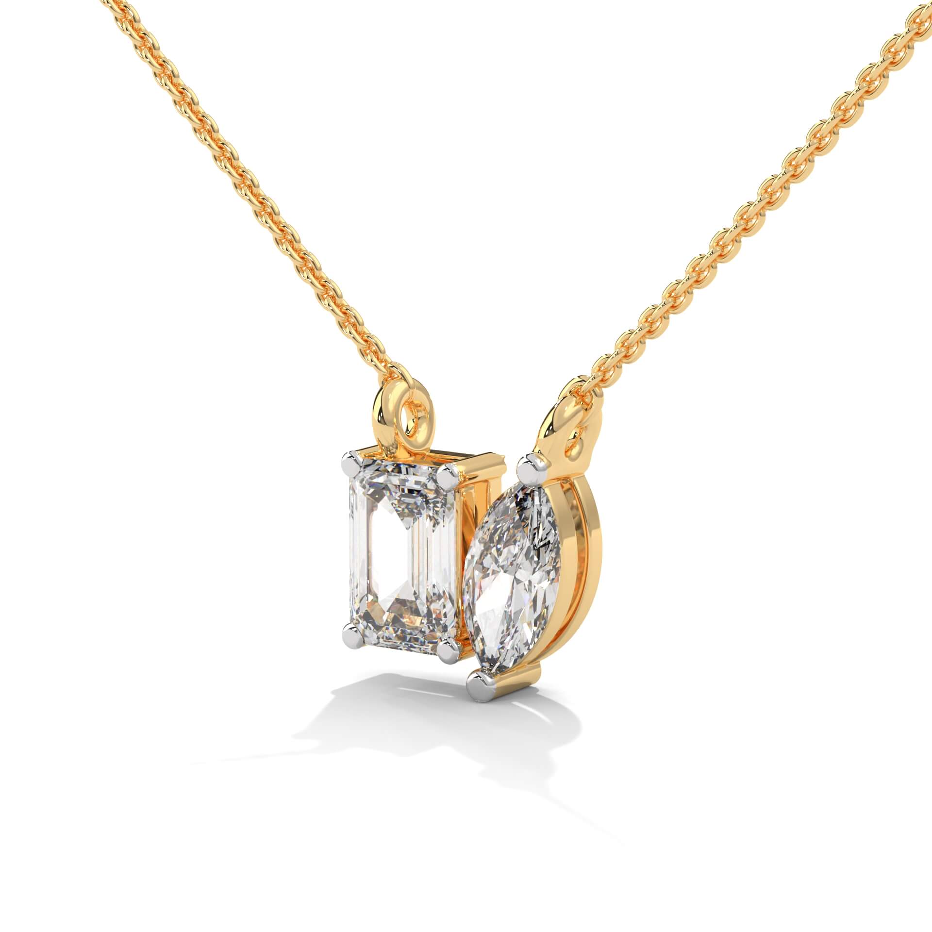 Zanika Solitaire Silver Pendant Necklace | 22KT Gold Vermeil - Shinez By Baxi Jewellers