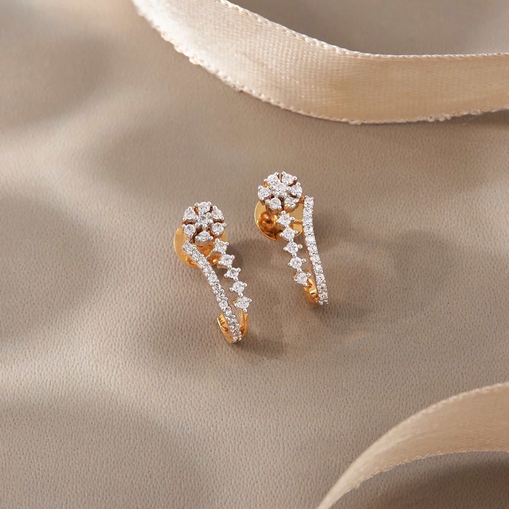 Ella Silver Hoop Earrings | 22KT Gold Vermeil - Shinez By Baxi Jewellers