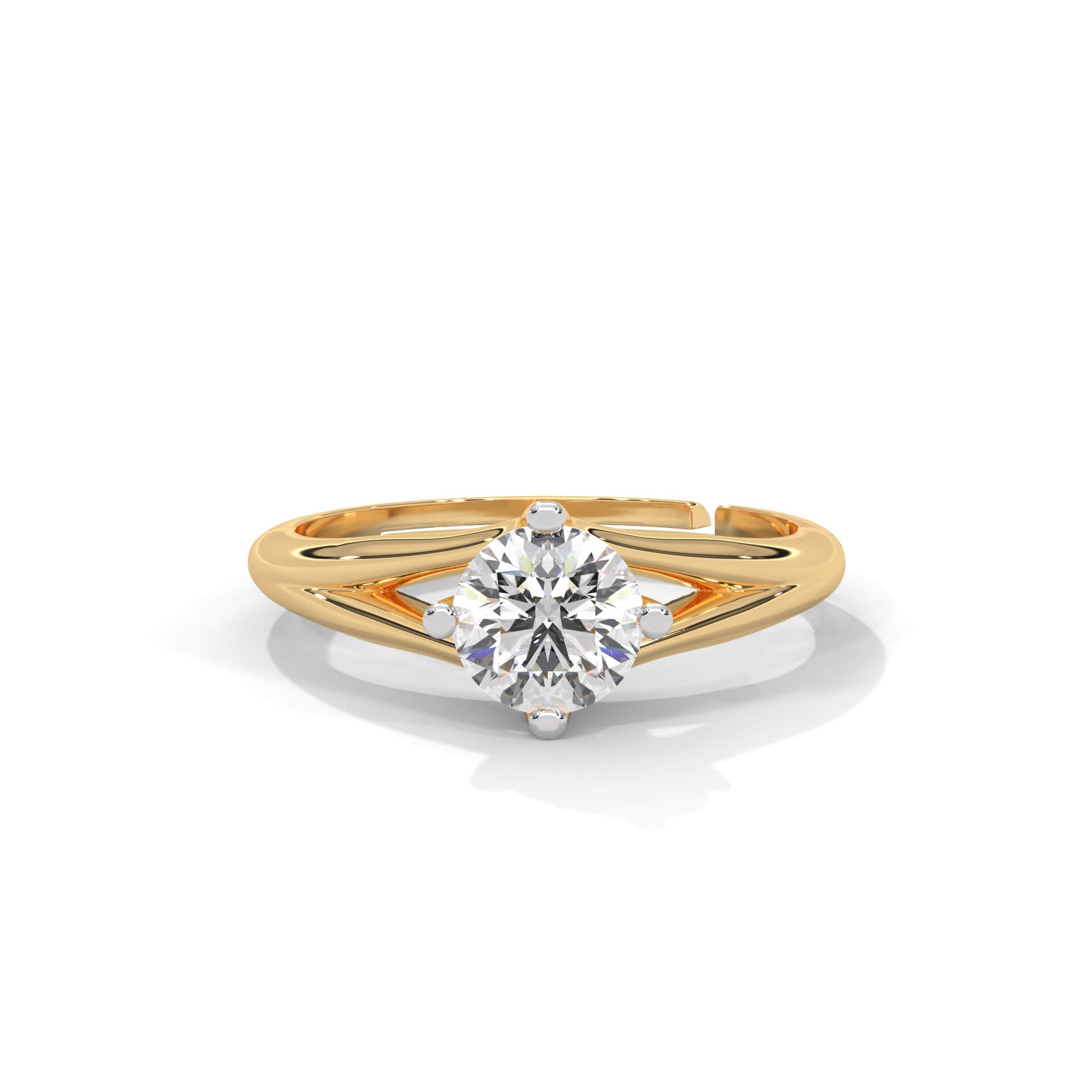 Clarla Solitaire Silver Adjustable Ring | 22KT Gold Vermeil - Shinez By Baxi Jewellers