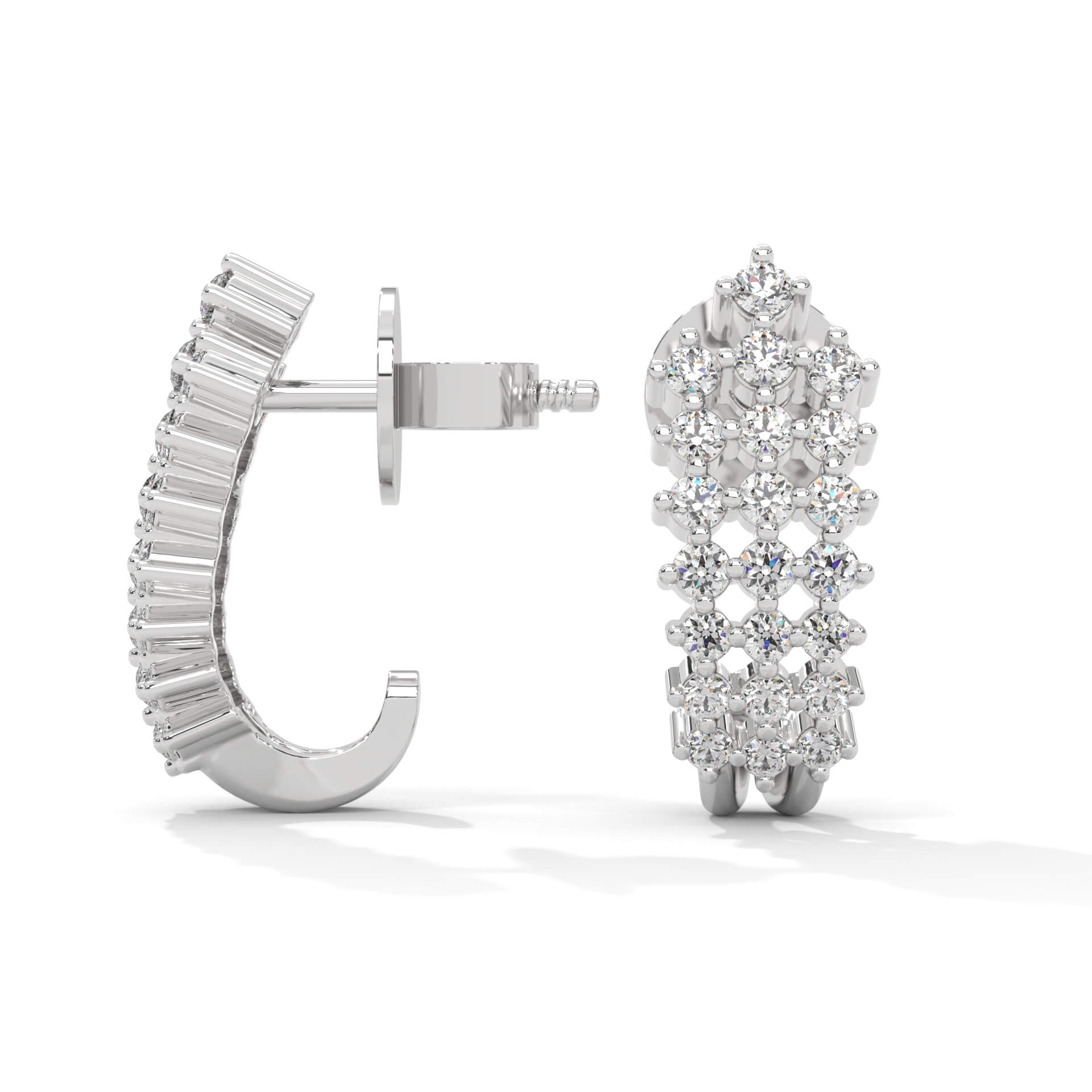 Meera Silver Hoop Earrings for Women White Gold - Shinez By Baxi Jewellers