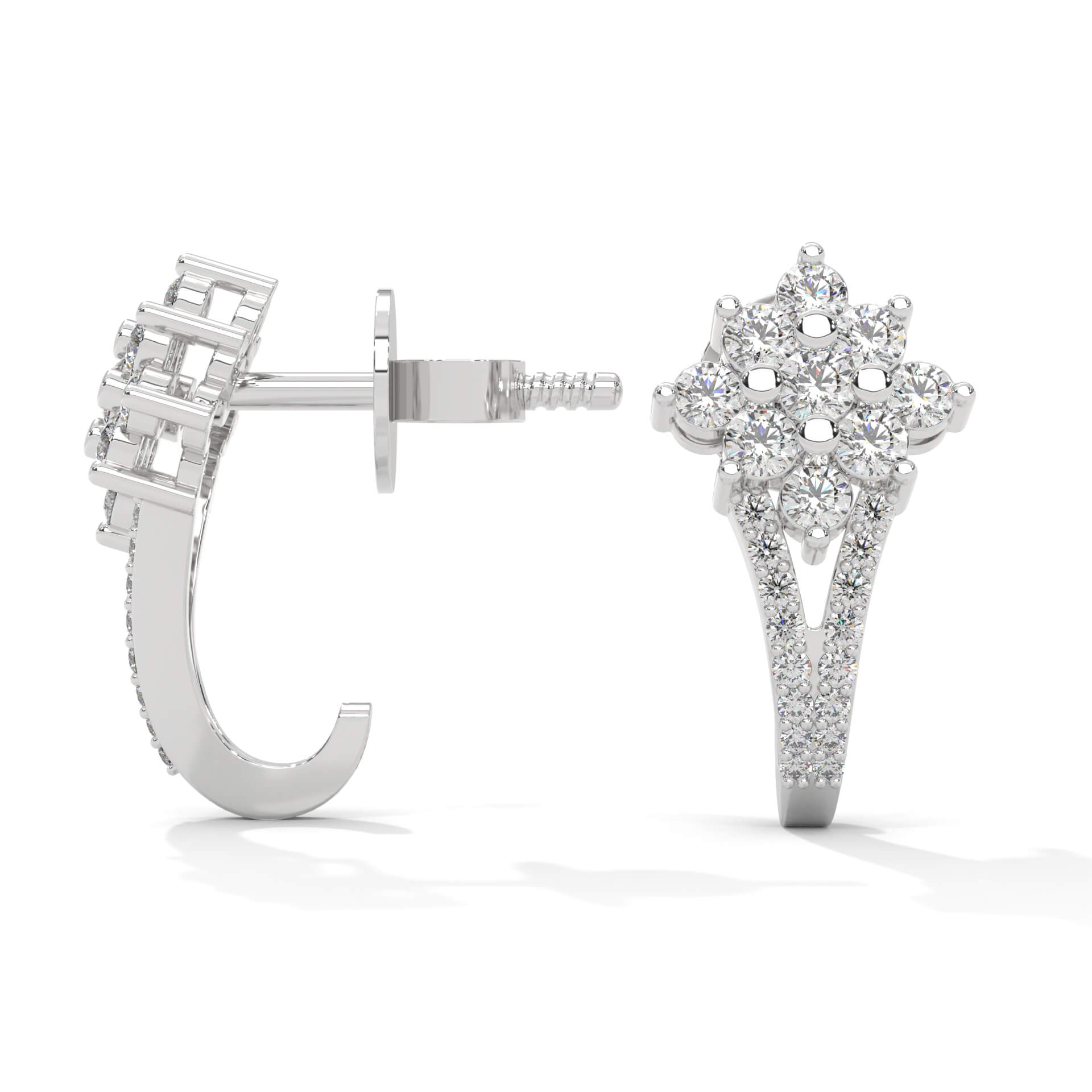 Roman Silver Hoop Earrings for Women White Gold - Shinez By Baxi Jewellers