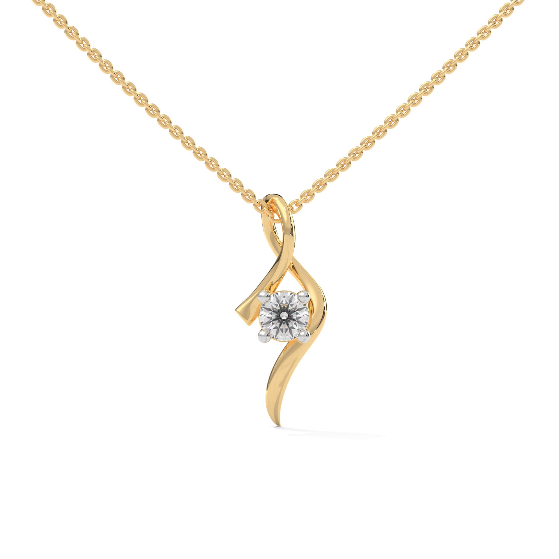 Marina Solitaire Silver Pendant with chain | 22KT Gold Vermeil - Shinez By Baxi Jewellers