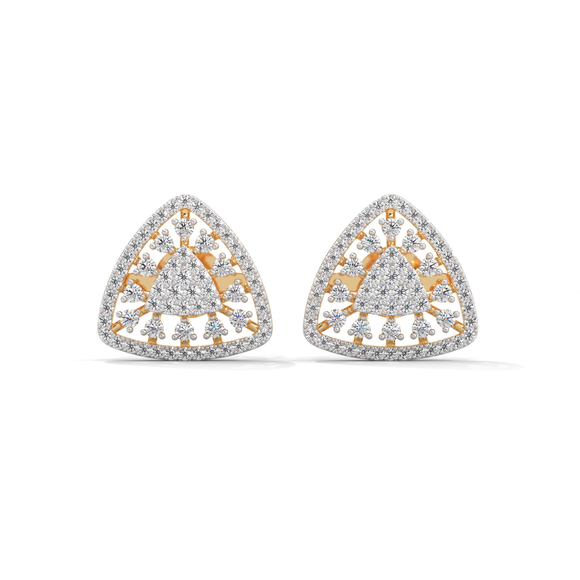 Freya Triangle Silver Stud Earrings | 22KT Gold Vermeil - Shinez By Baxi Jewellers