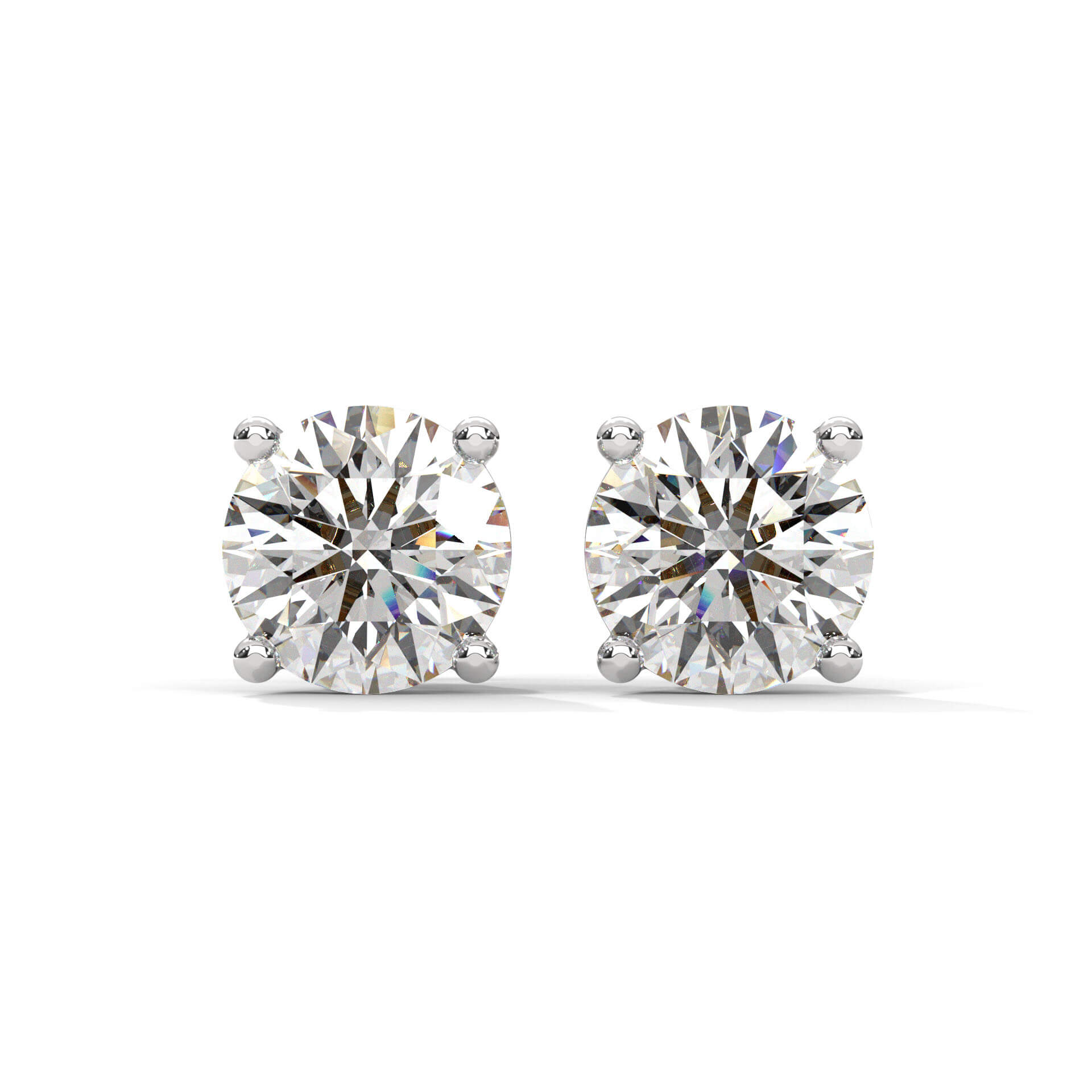 Adhira 1 carat each Solitaire Silver Studs - Shinez By Baxi Jewellers