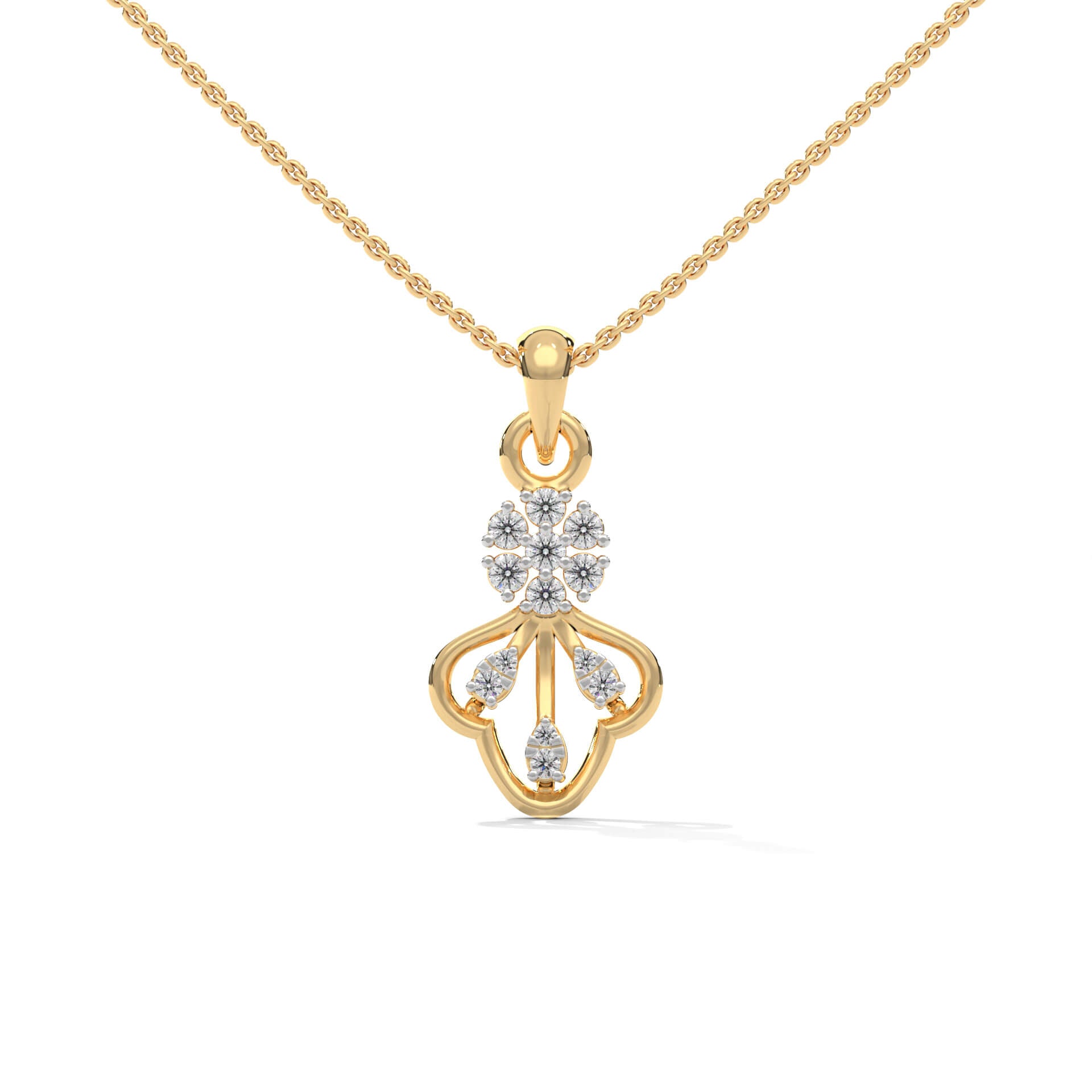 Trisha Silver Pendant with Chain | 22KT Gold Vermeil - Shinez By Baxi Jewellers