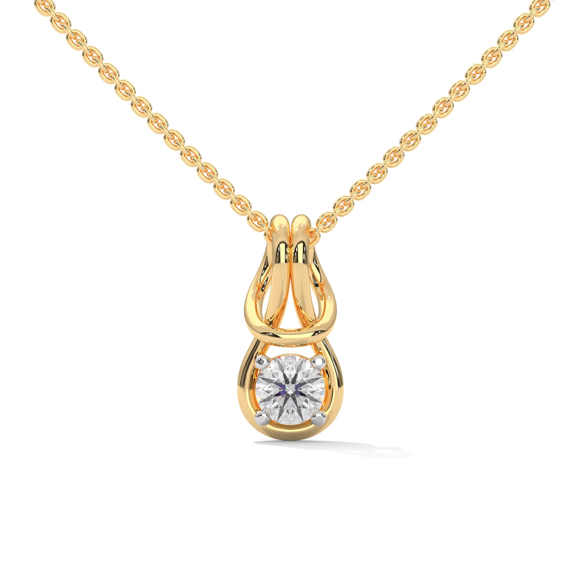 Swerve Solitaire Silver Pendant Necklace | 22KT Gold Vermeil - Shinez By Baxi Jewellers