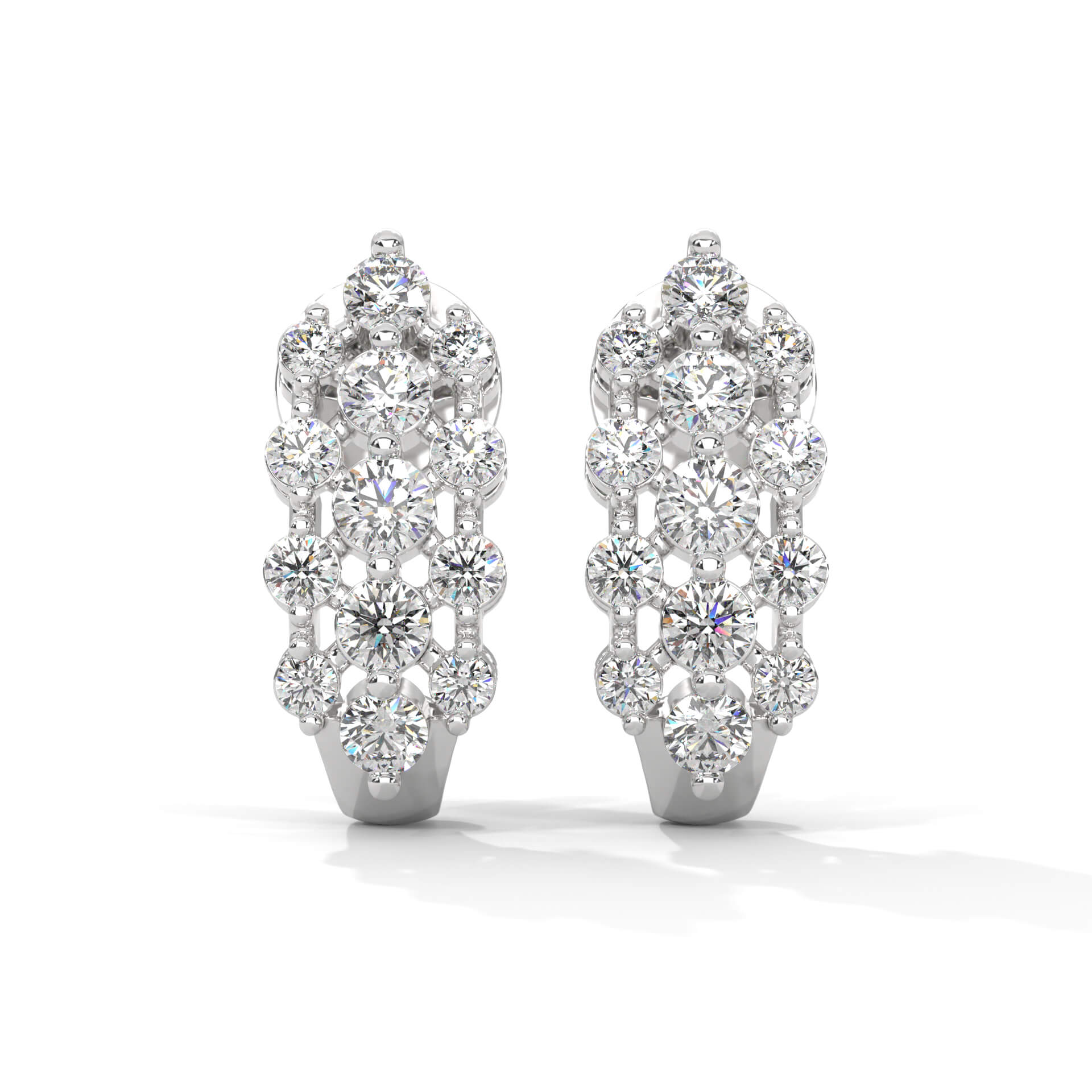 Zamia Silver Hoop Earrings for Women White Gold - Shinez By Baxi Jewellers