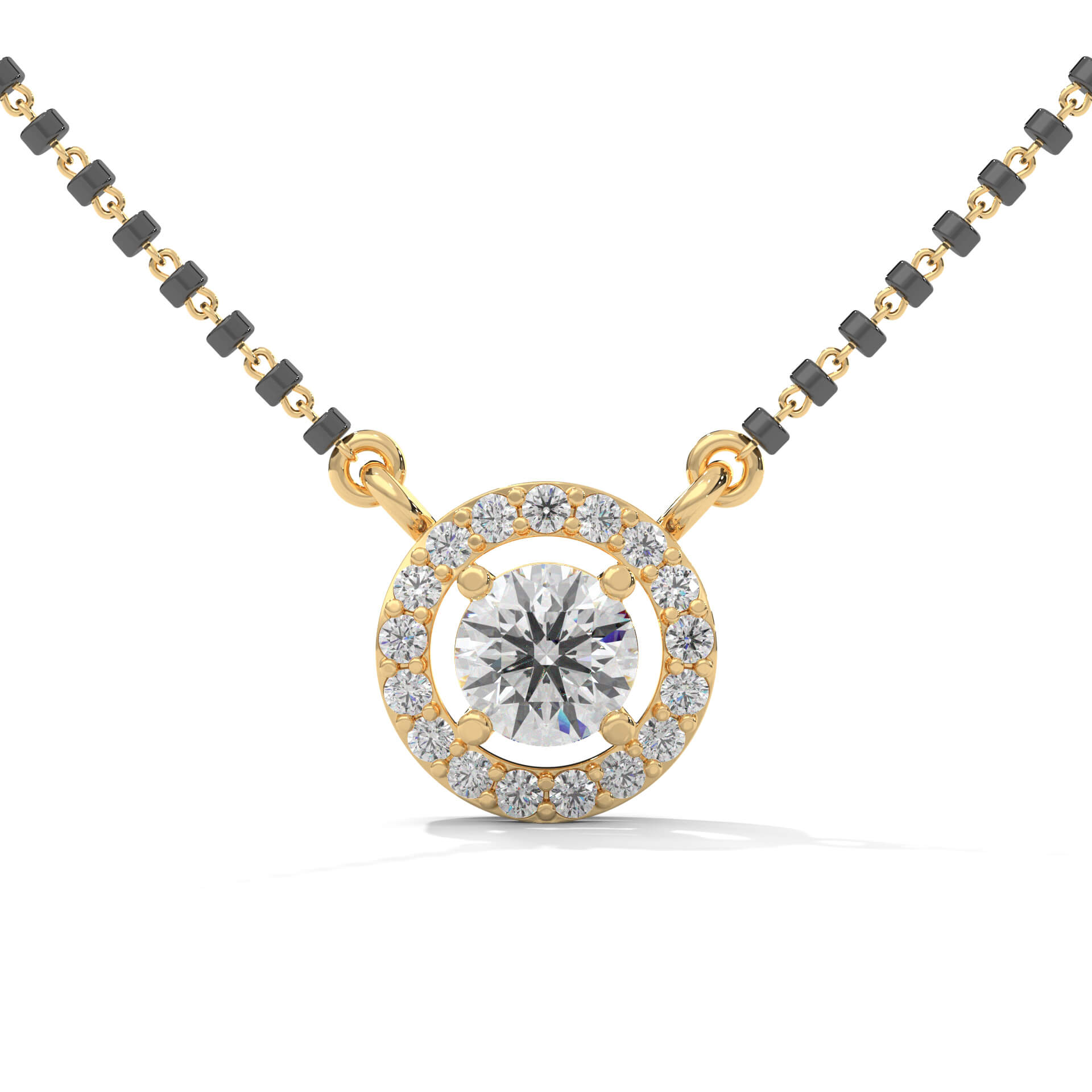 Raza Solitaire Silver Mangalsutra | 22KT Gold Vermeil - Shinez By Baxi Jewellers