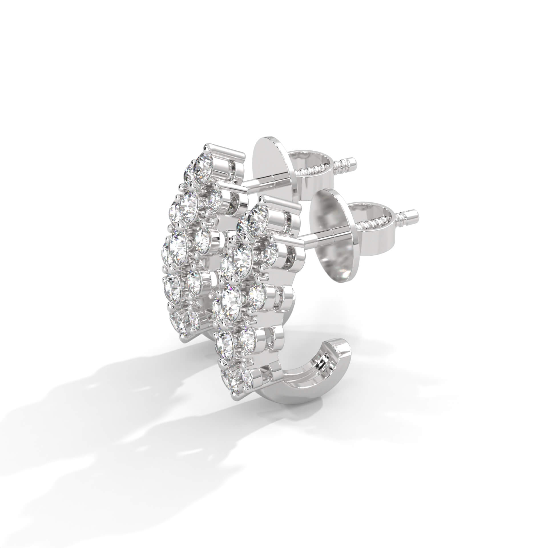 Zamia Silver Hoop Earrings for Women White Gold - Shinez By Baxi Jewellers