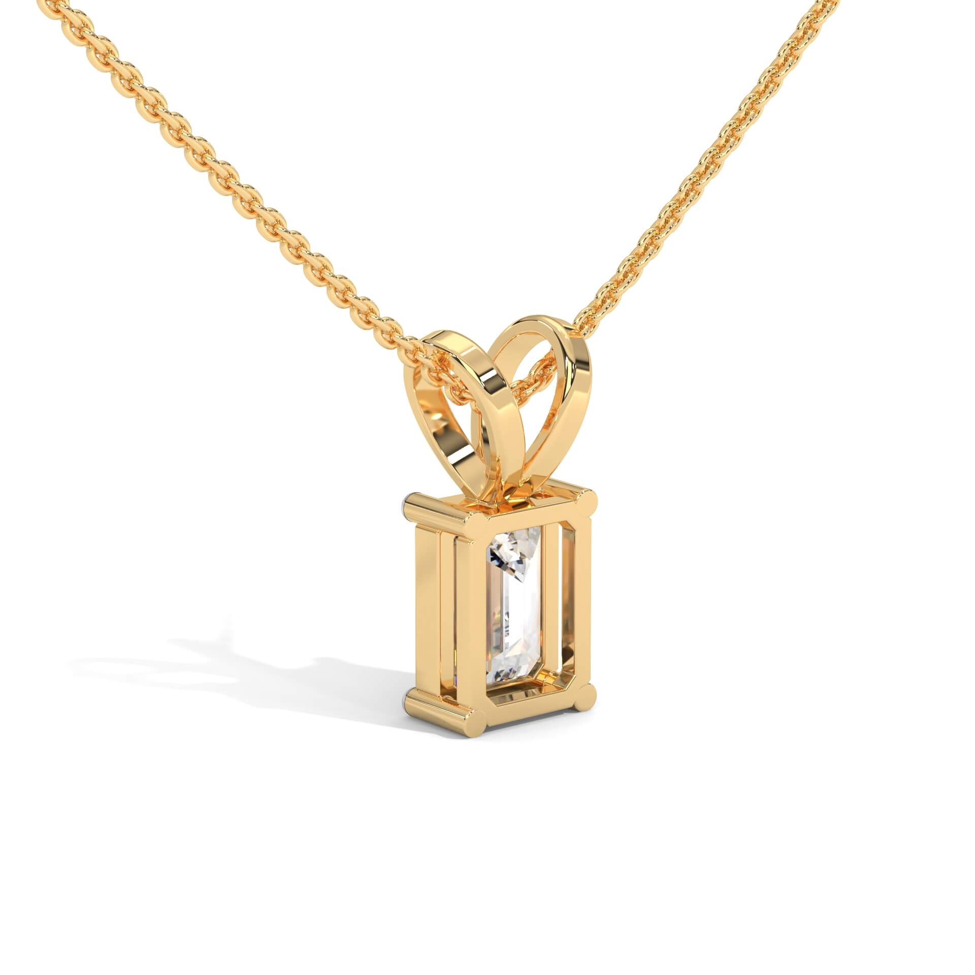 Roza 1 Carat Emerald Cut Silver Pendant with chain | 22KT Gold Vermeil - Shinez By Baxi Jewellers