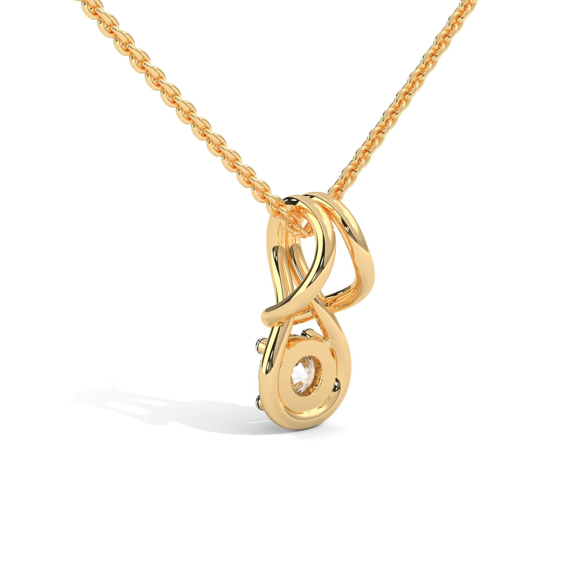 Swerve Solitaire Silver Pendant Necklace | 22KT Gold Vermeil - Shinez By Baxi Jewellers