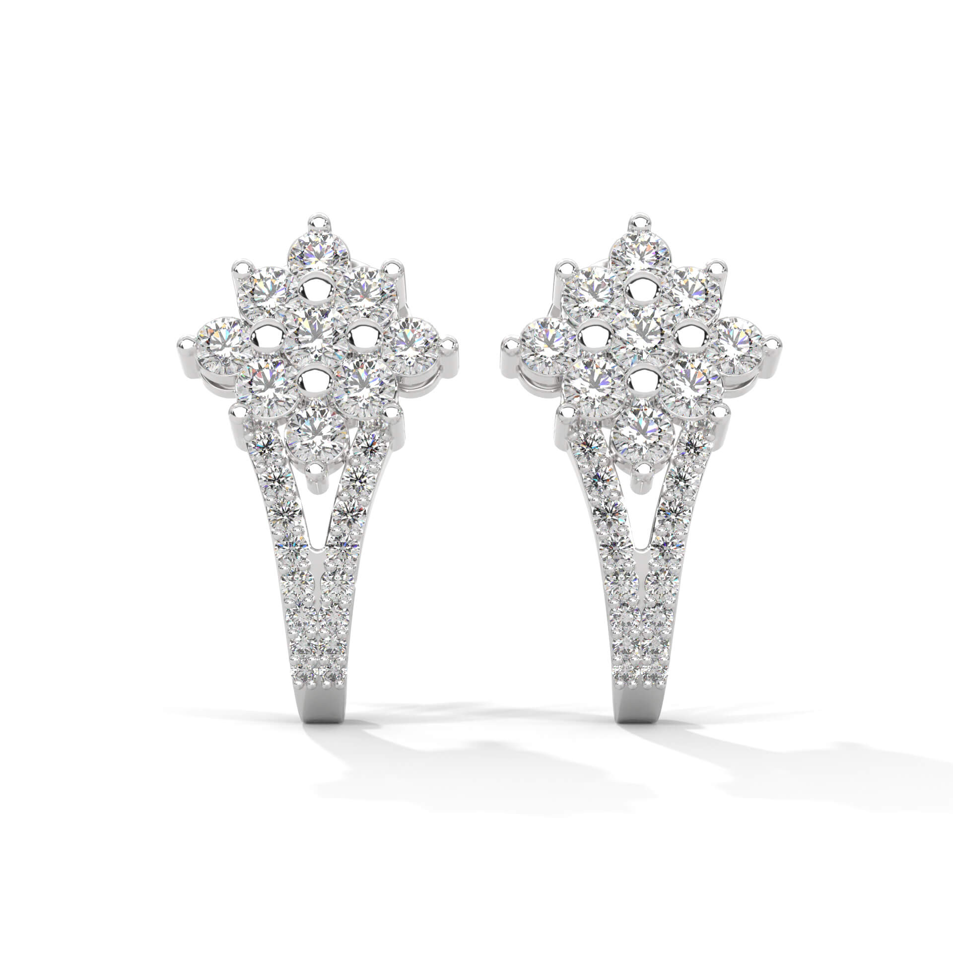 Roman Silver Hoop Earrings for Women White Gold - Shinez By Baxi Jewellers