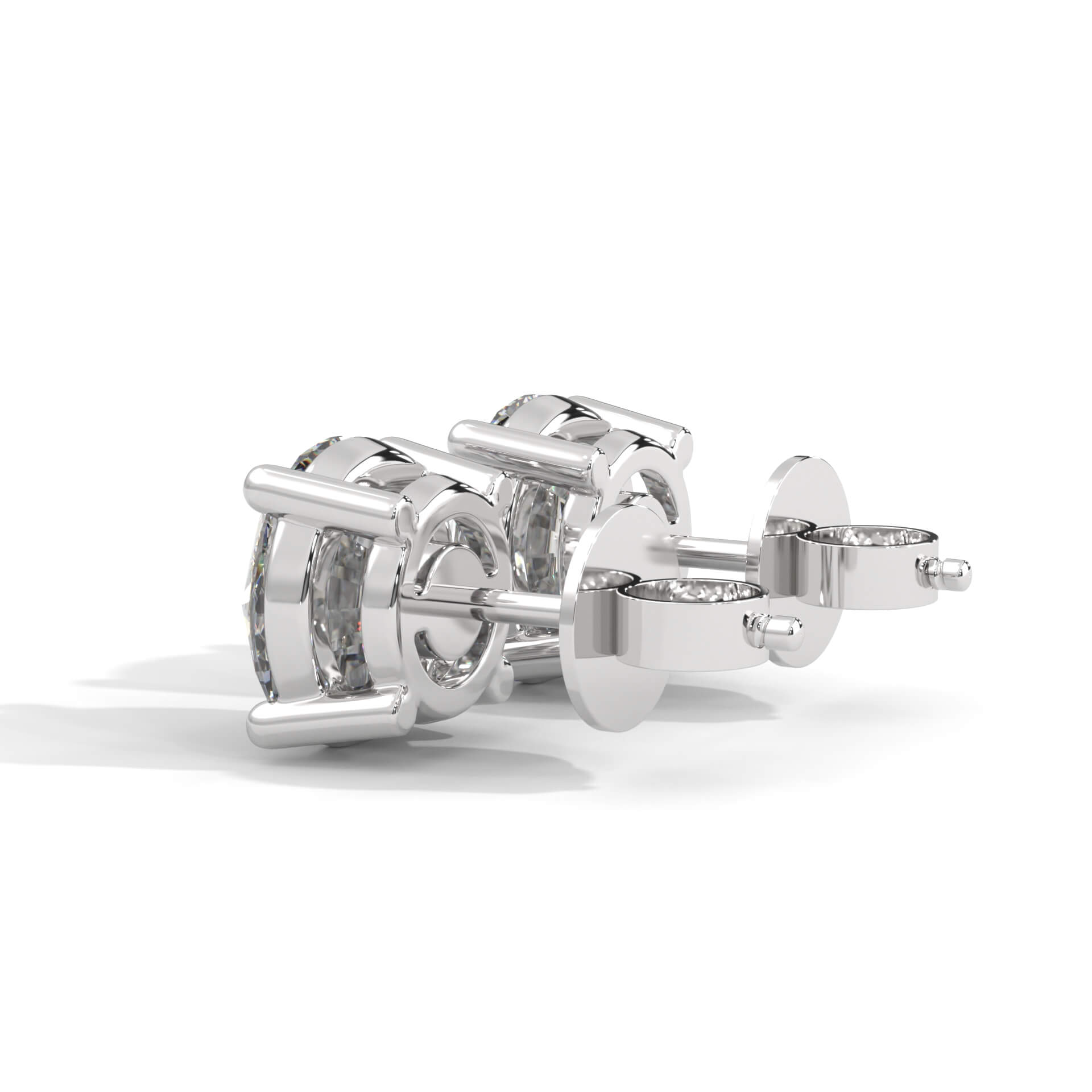 Adhira 1 carat each Solitaire Silver Studs - Shinez By Baxi Jewellers