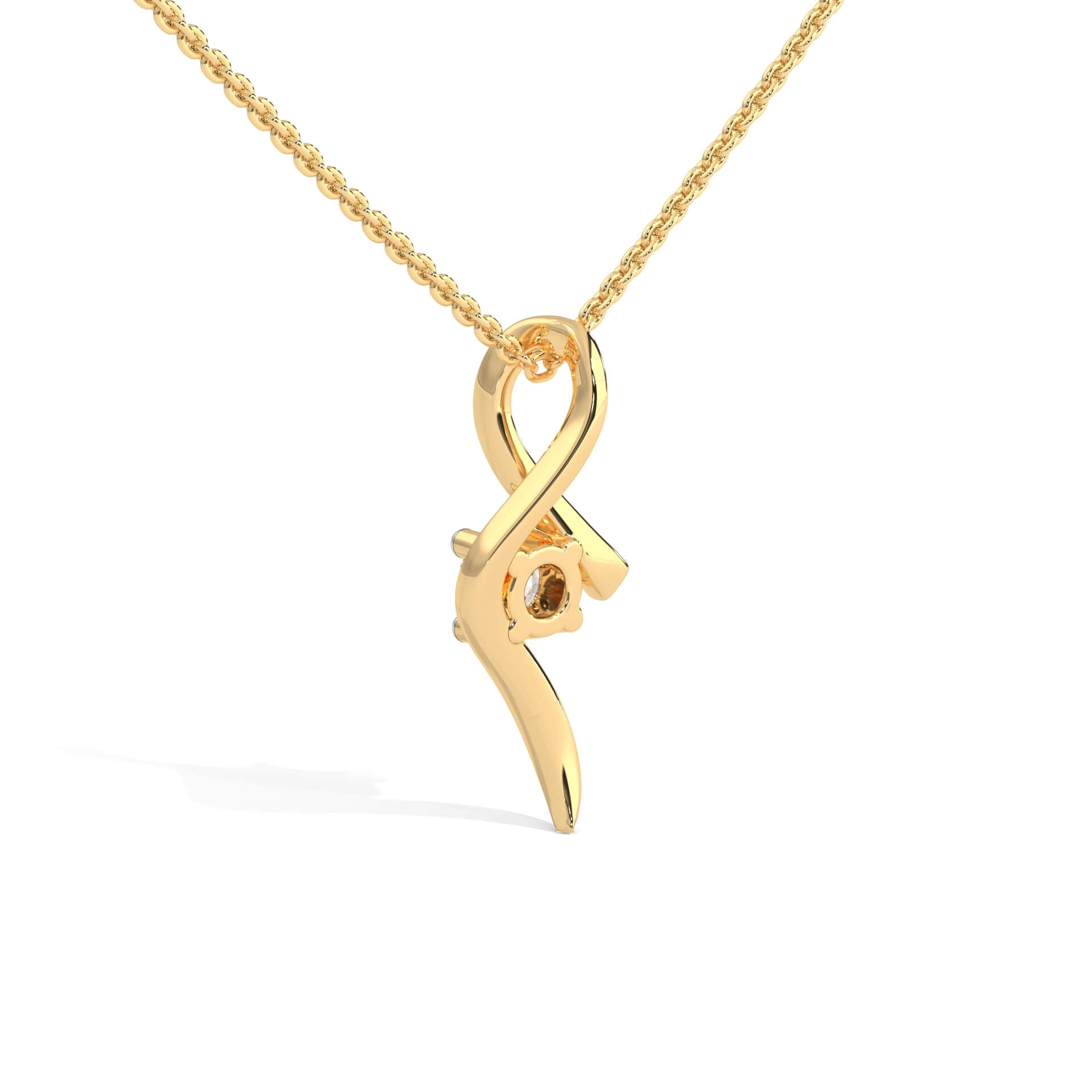 Marina Solitaire Silver Pendant with chain | 22KT Gold Vermeil - Shinez By Baxi Jewellers