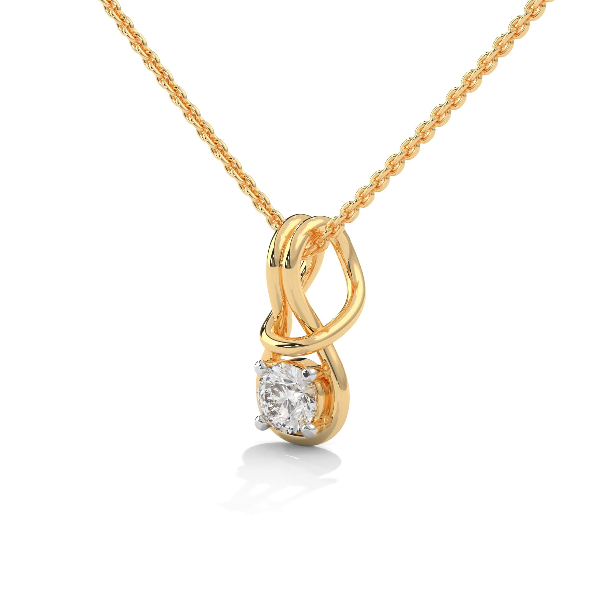 Swerve Solitaire Silver Pendant Necklace | 22KT Gold Vermeil - Shinez By Baxi Jewellers