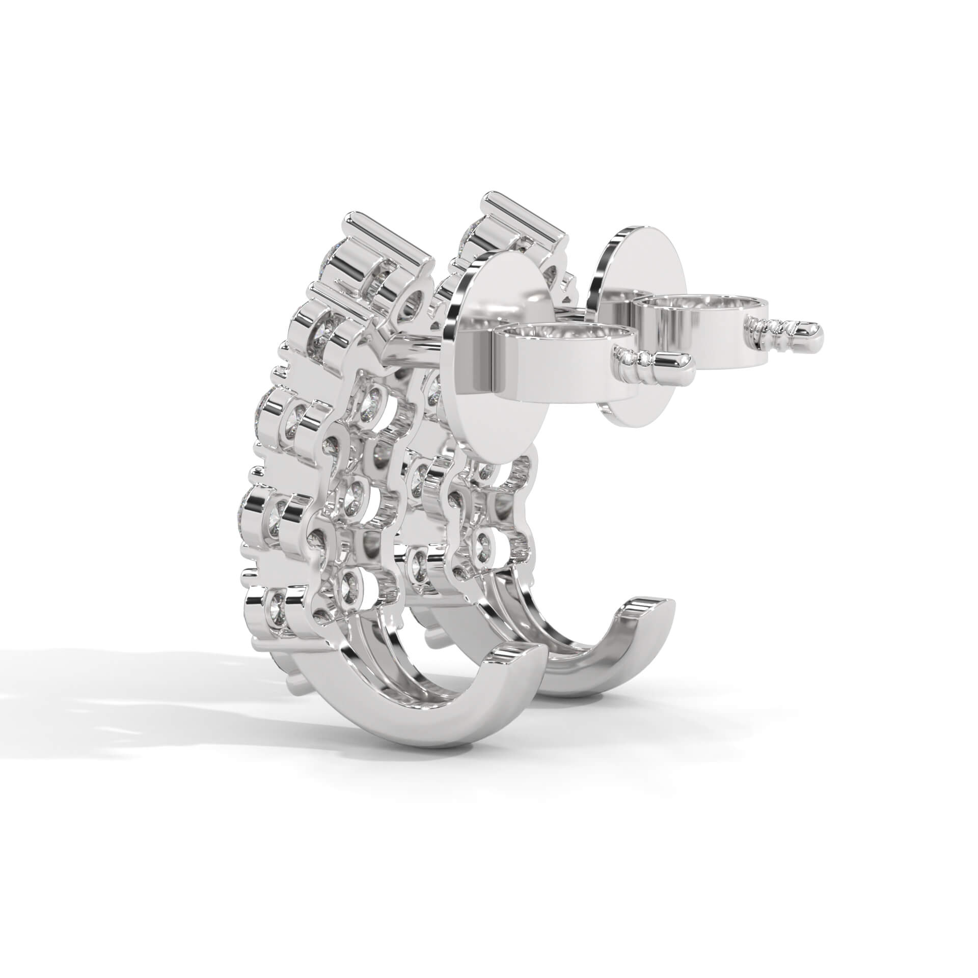 Zamia Silver Hoop Earrings for Women White Gold - Shinez By Baxi Jewellers