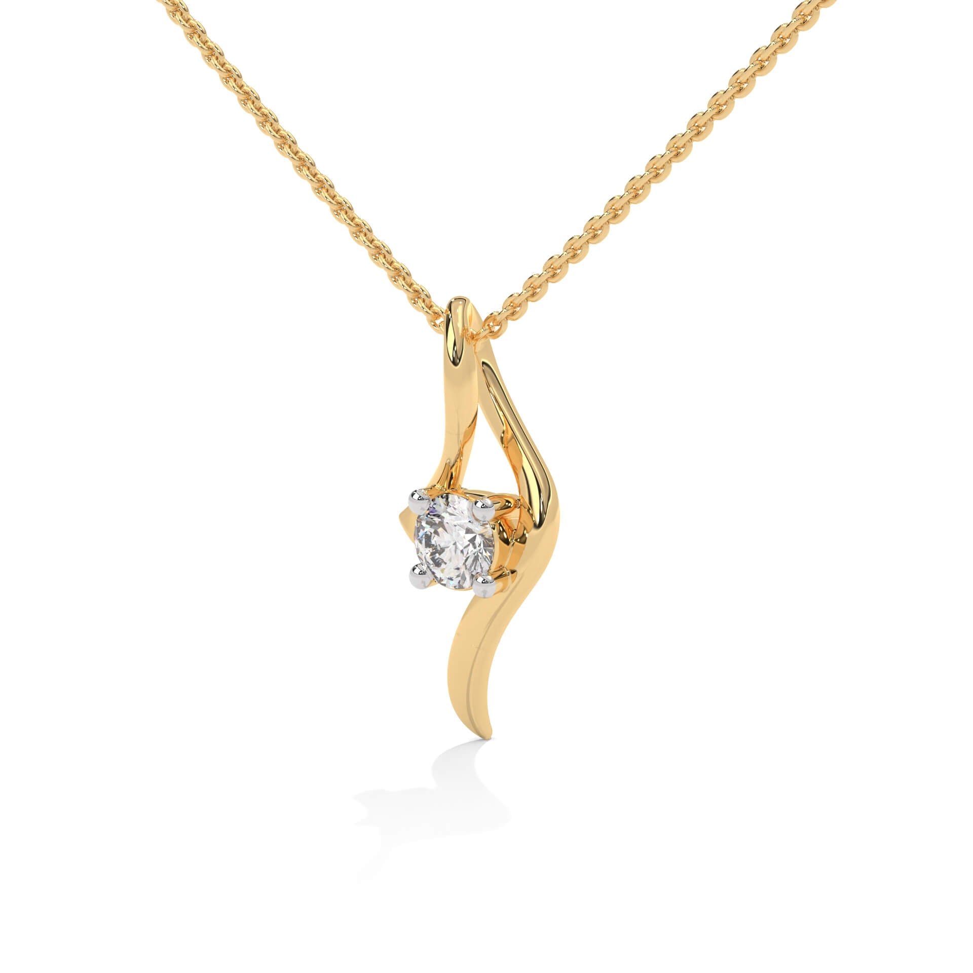 Marina Solitaire Silver Pendant with chain | 22KT Gold Vermeil - Shinez By Baxi Jewellers