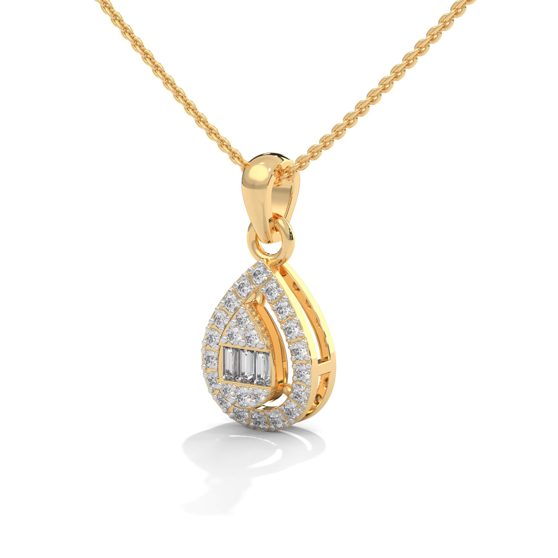 Jisha Silver Pendant with chain | 22KT Gold Vermeil - Shinez By Baxi Jewellers