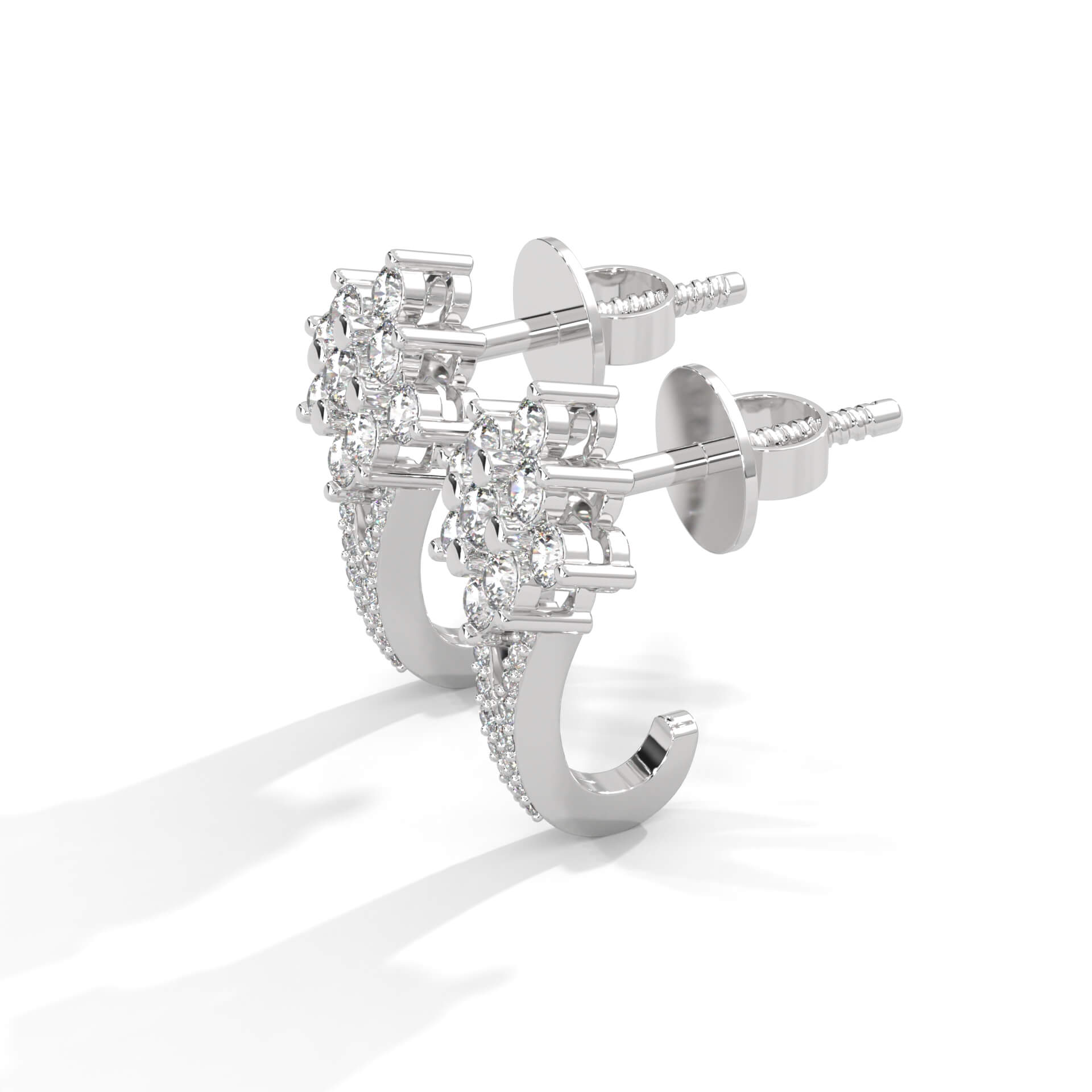 Roman Silver Hoop Earrings for Women White Gold - Shinez By Baxi Jewellers