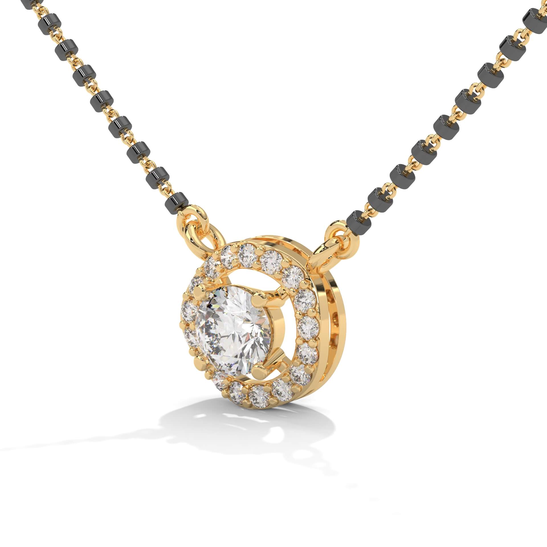 Raza Solitaire Silver Mangalsutra | 22KT Gold Vermeil - Shinez By Baxi Jewellers