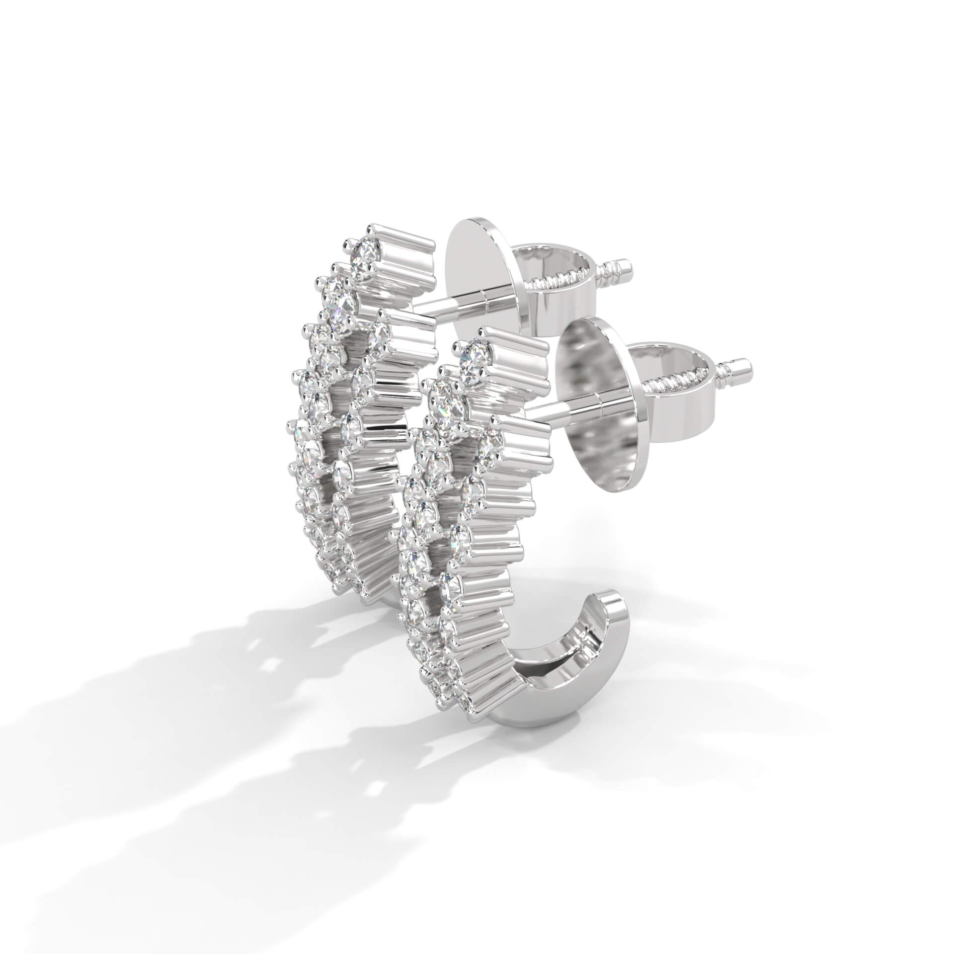 Meera Silver Hoop Earrings for Women White Gold - Shinez By Baxi Jewellers