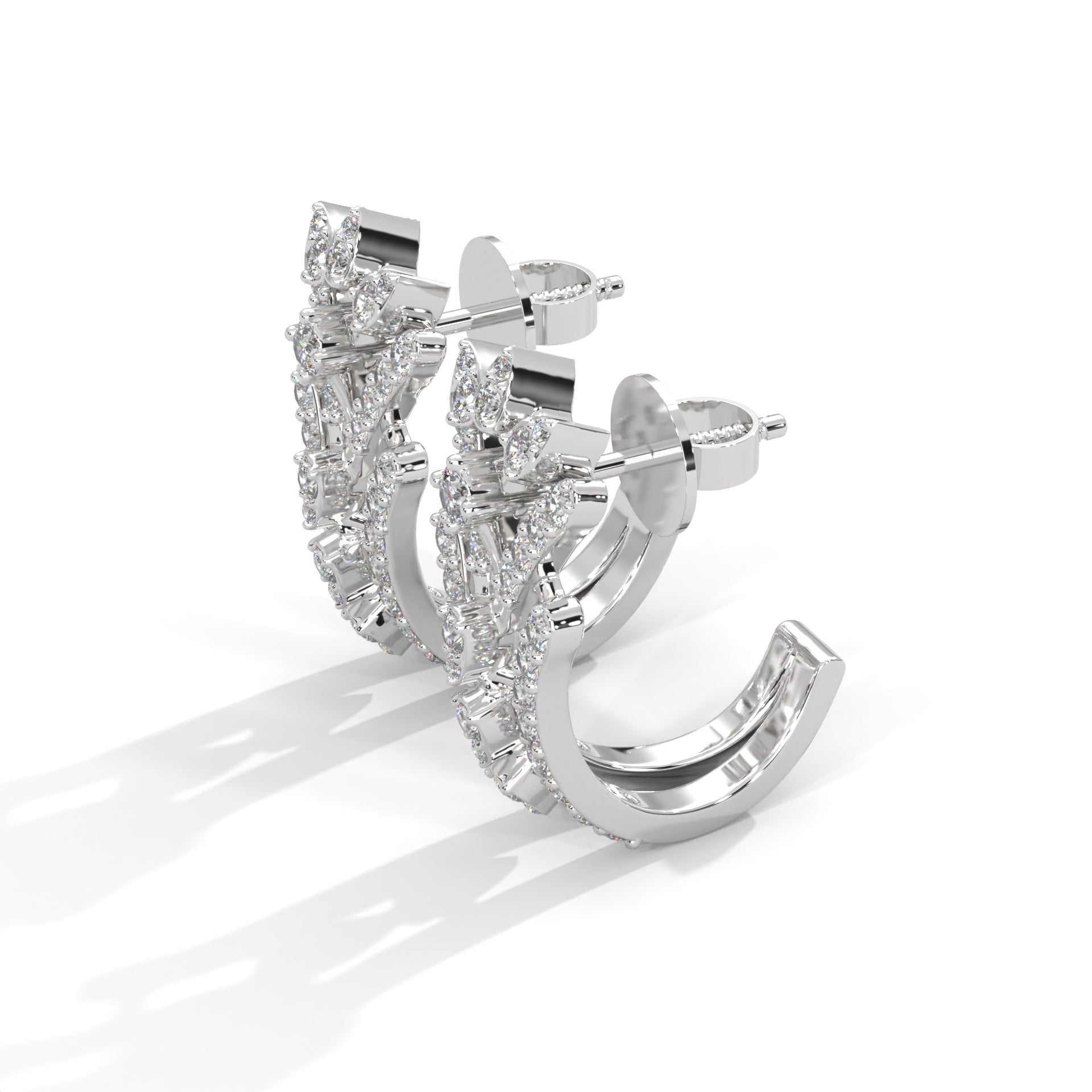 Viola Silver Hoop Earrings for Women White Gold - Shinez By Baxi Jewellers