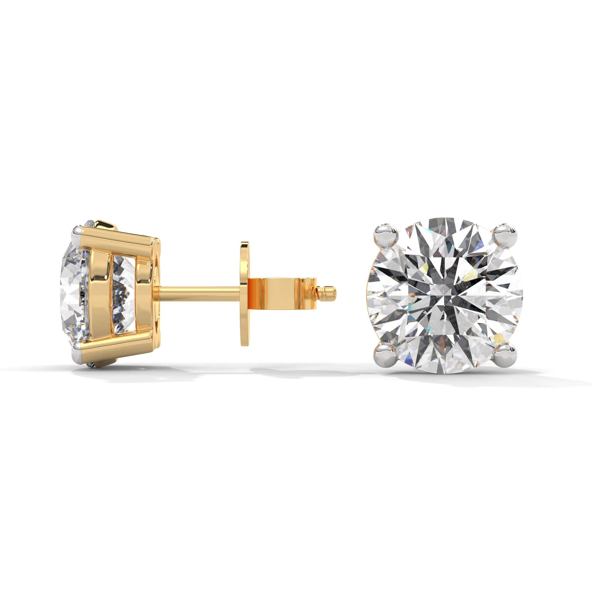 Adhira 1 carat each Solitaire Silver Studs - Shinez By Baxi Jewellers