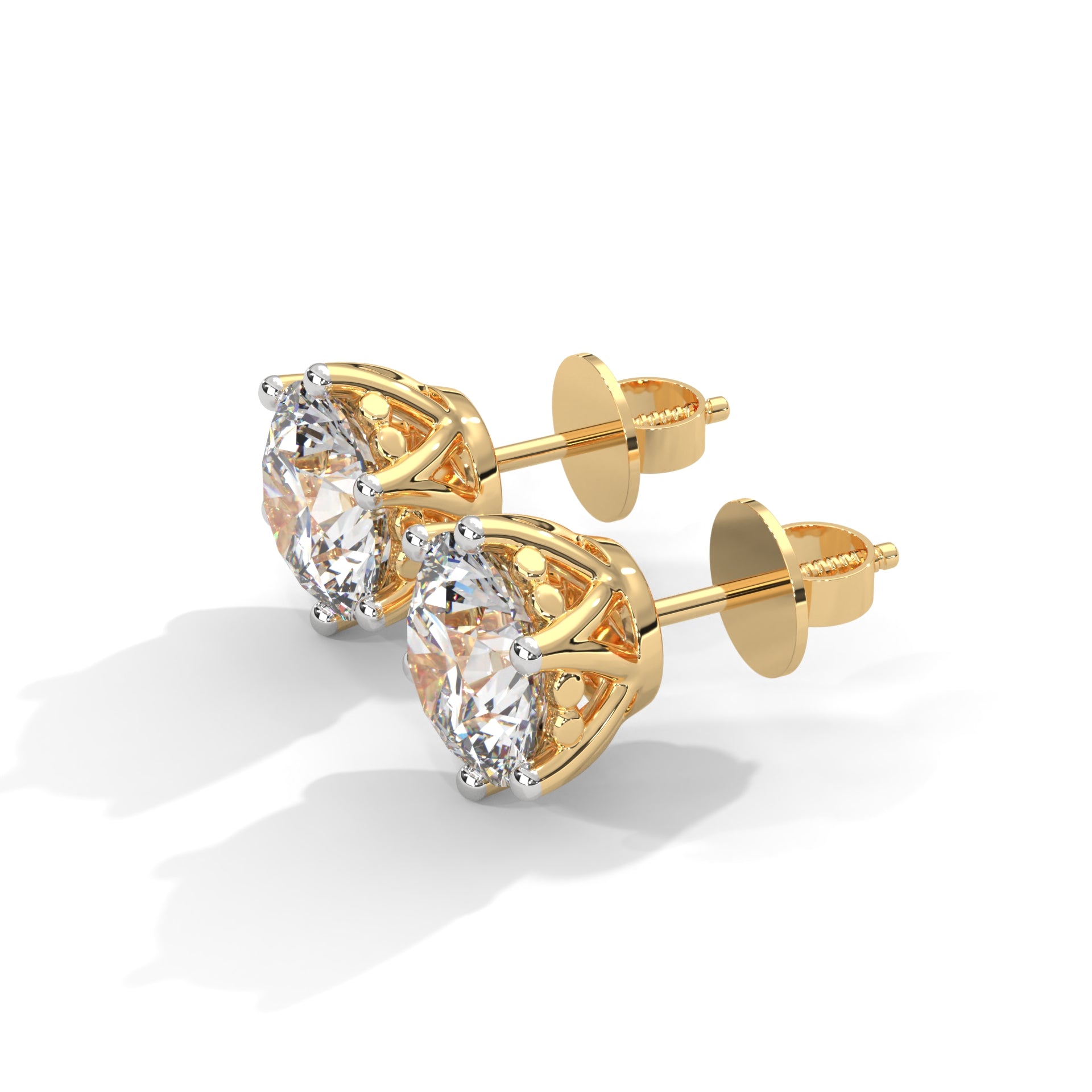 Fana 2 Carat Each Solitaire Studs | 22KT Gold Vermeil - Shinez By Baxi Jewellers