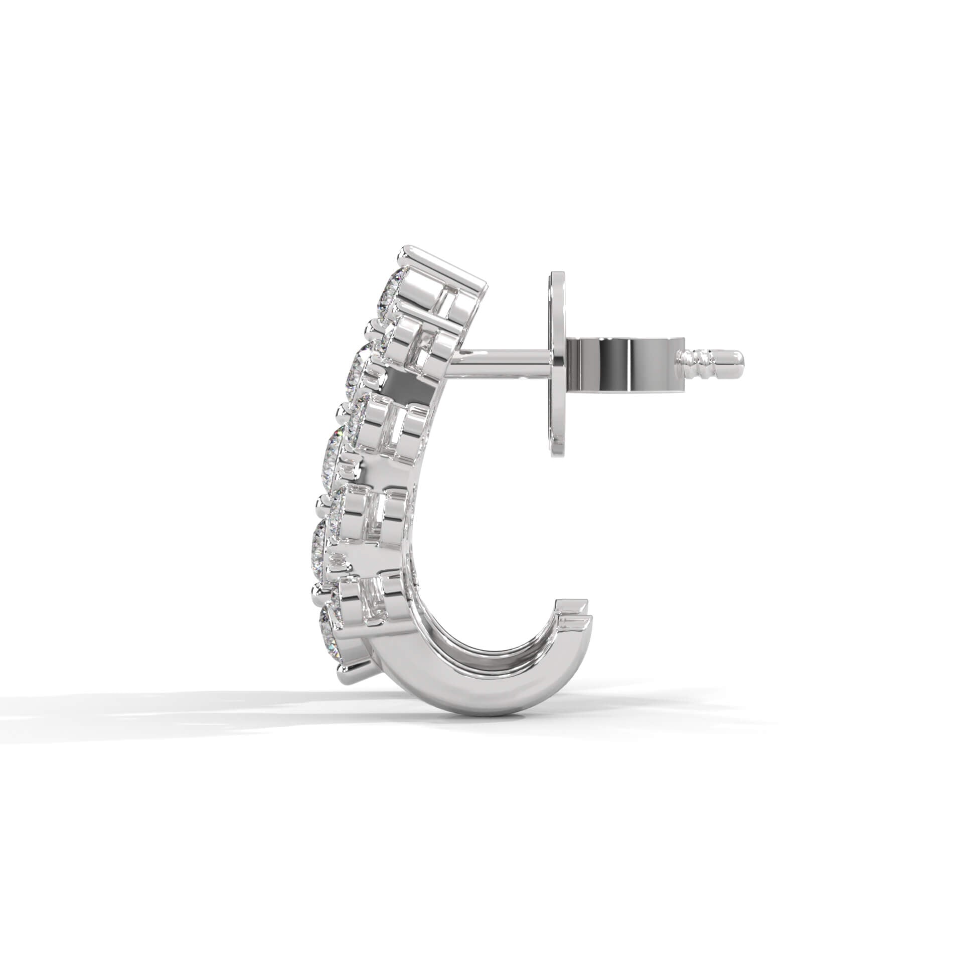 Zamia Silver Hoop Earrings for Women White Gold - Shinez By Baxi Jewellers