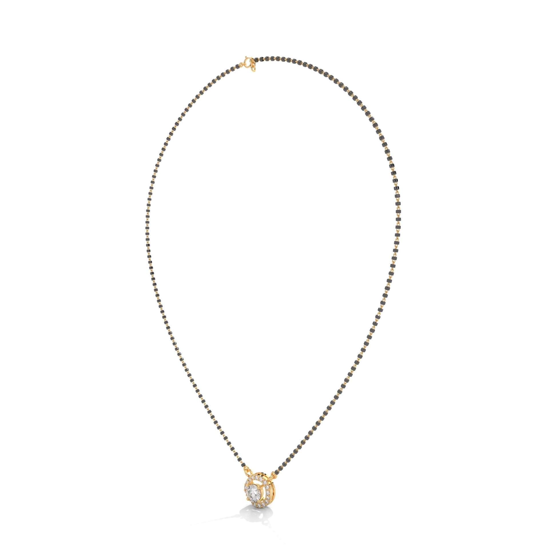 Raza Solitaire Silver Mangalsutra | 22KT Gold Vermeil - Shinez By Baxi Jewellers