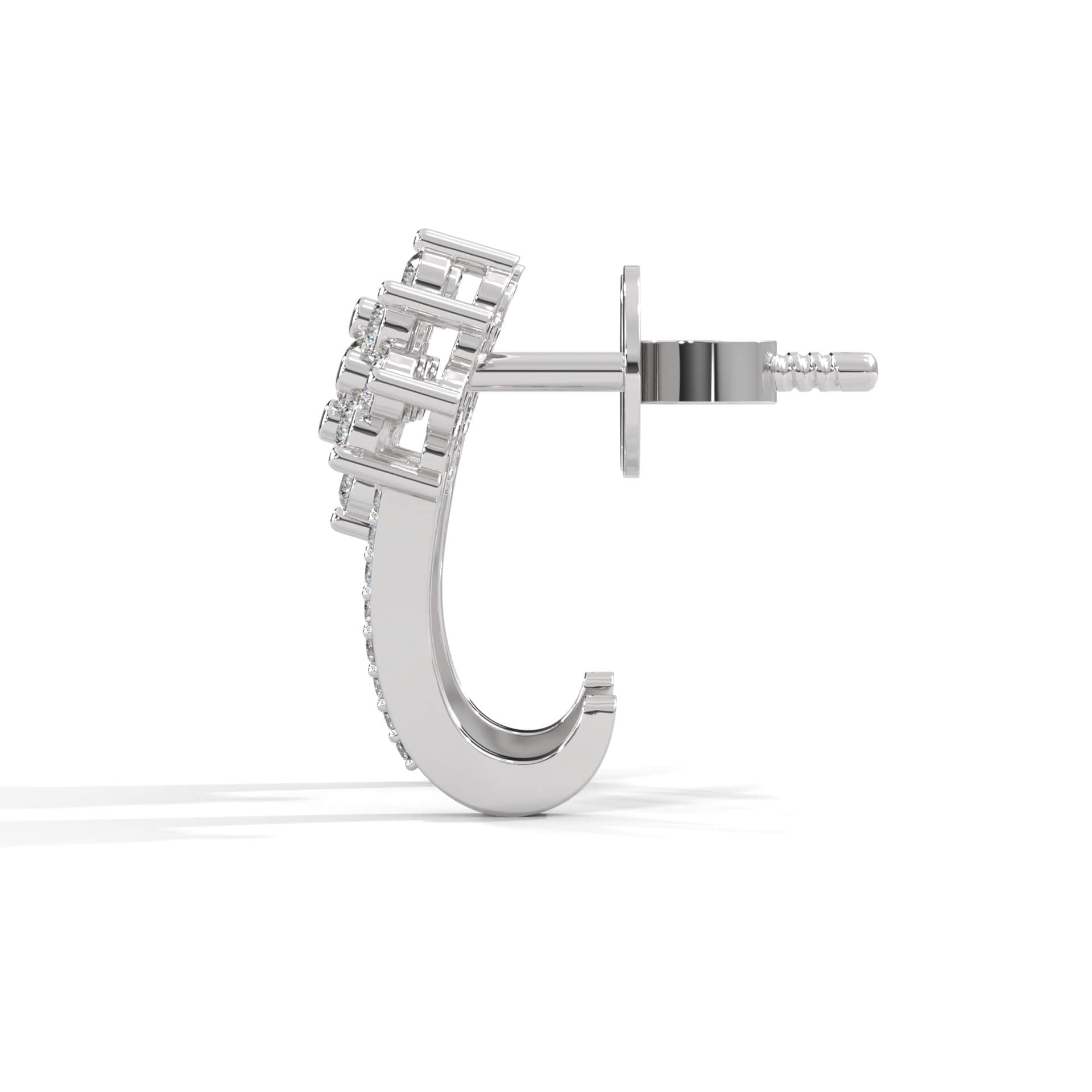 Roman Silver Hoop Earrings for Women White Gold - Shinez By Baxi Jewellers