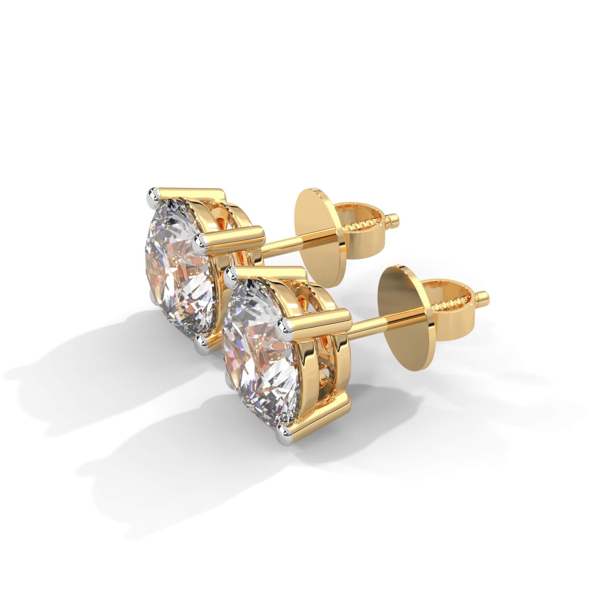 Adhira 1 carat each Solitaire Silver Studs - Shinez By Baxi Jewellers