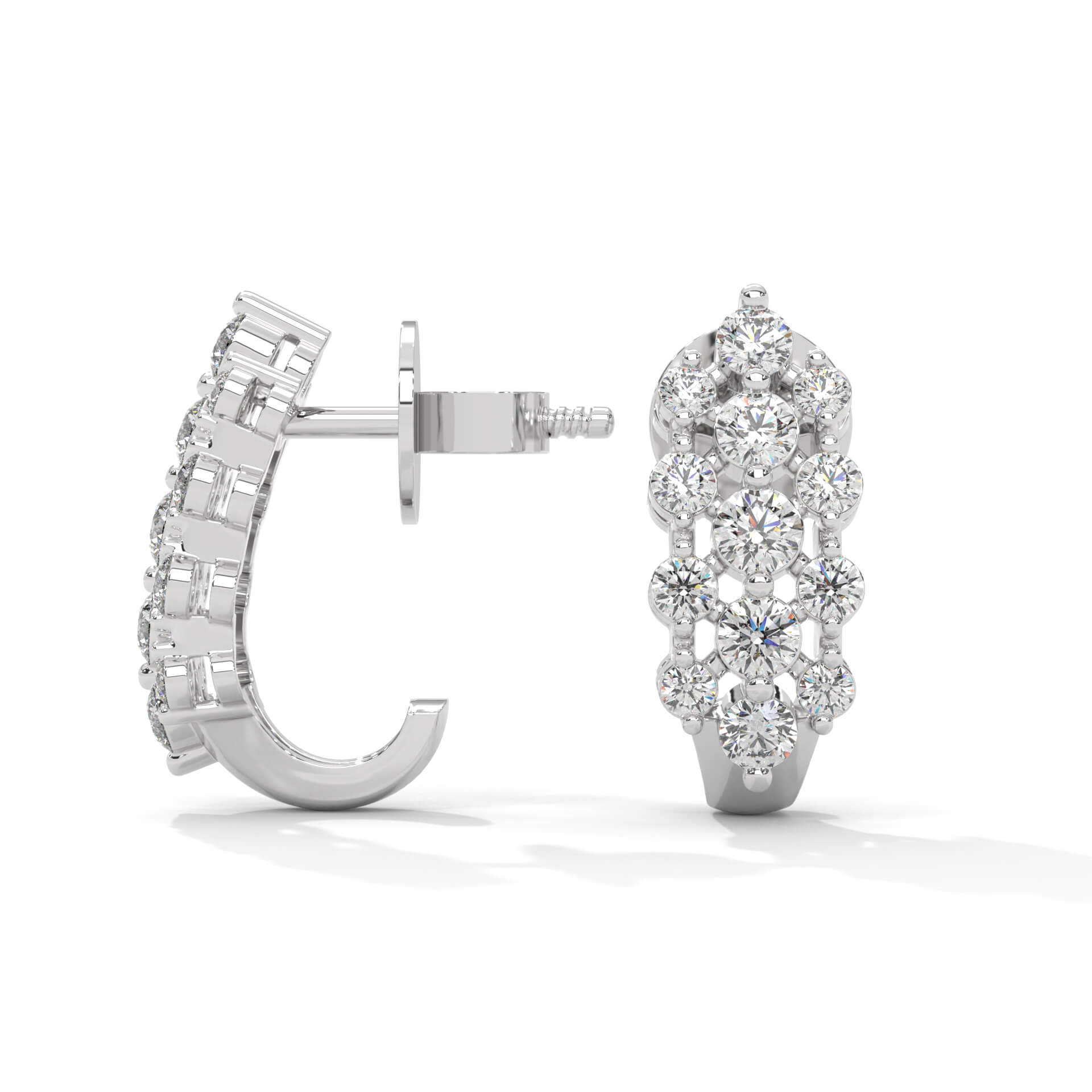 Zamia Silver Hoop Earrings for Women White Gold - Shinez By Baxi Jewellers