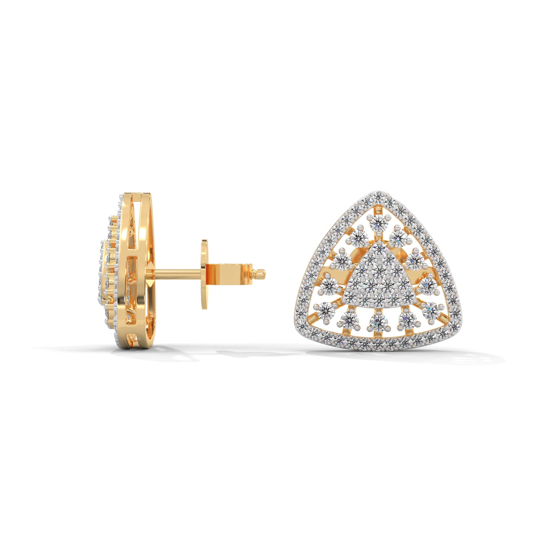 Freya Triangle Silver Stud Earrings | 22KT Gold Vermeil - Shinez By Baxi Jewellers