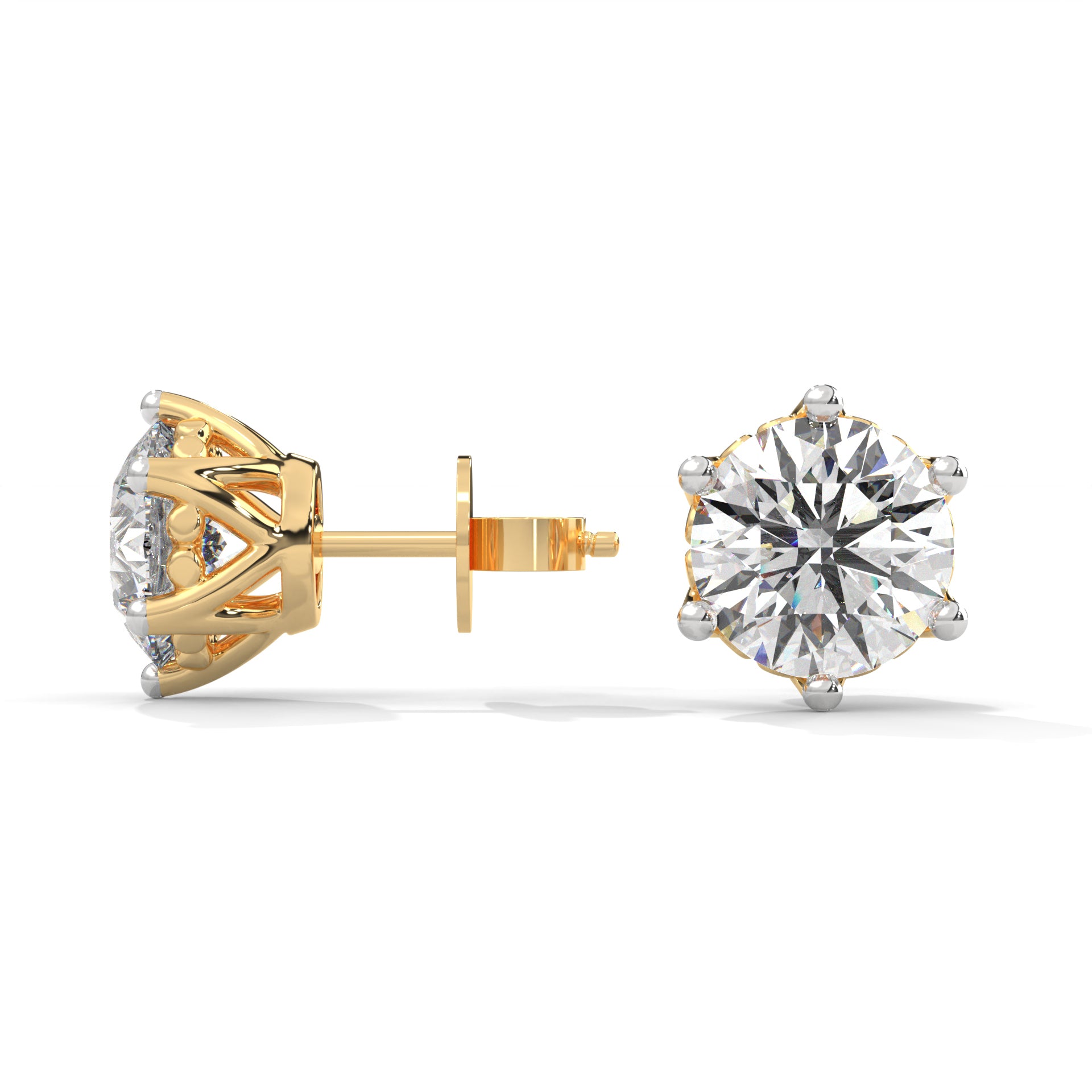 Fana 2 Carat Each Solitaire Studs | 22KT Gold Vermeil - Shinez By Baxi Jewellers