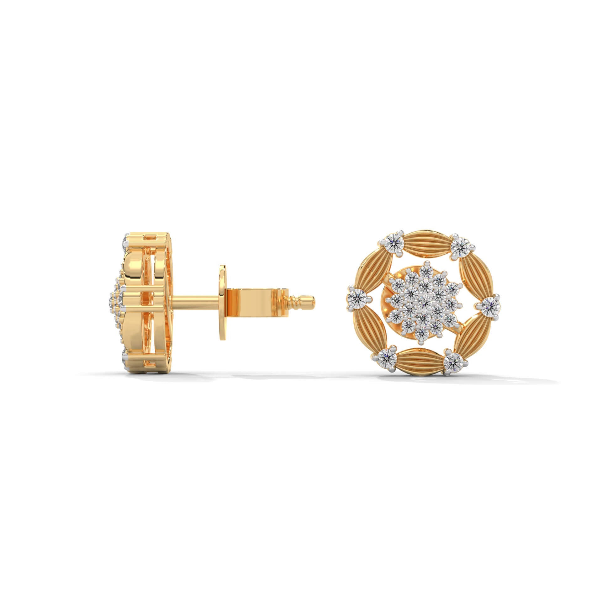Starbust Silver Earrings for Women | 22KT Gold Vermeil - Shinez By Baxi Jewellers