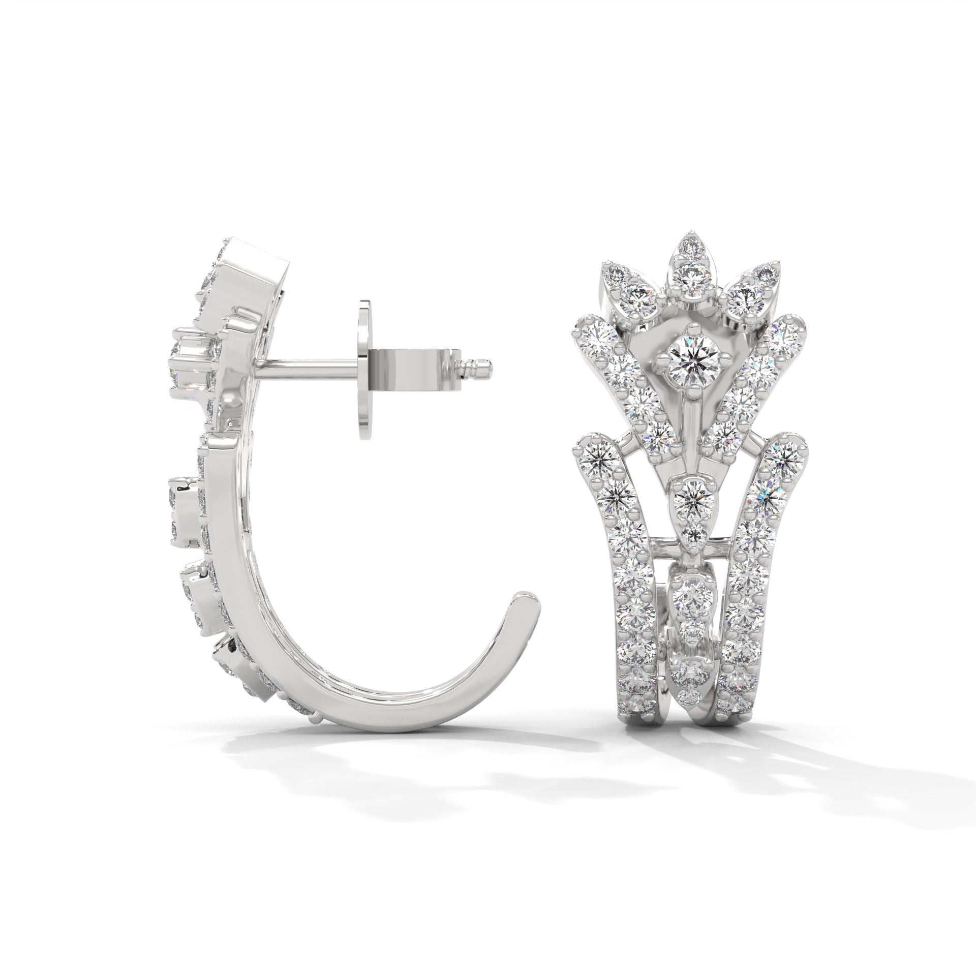 Viola Silver Hoop Earrings for Women White Gold - Shinez By Baxi Jewellers