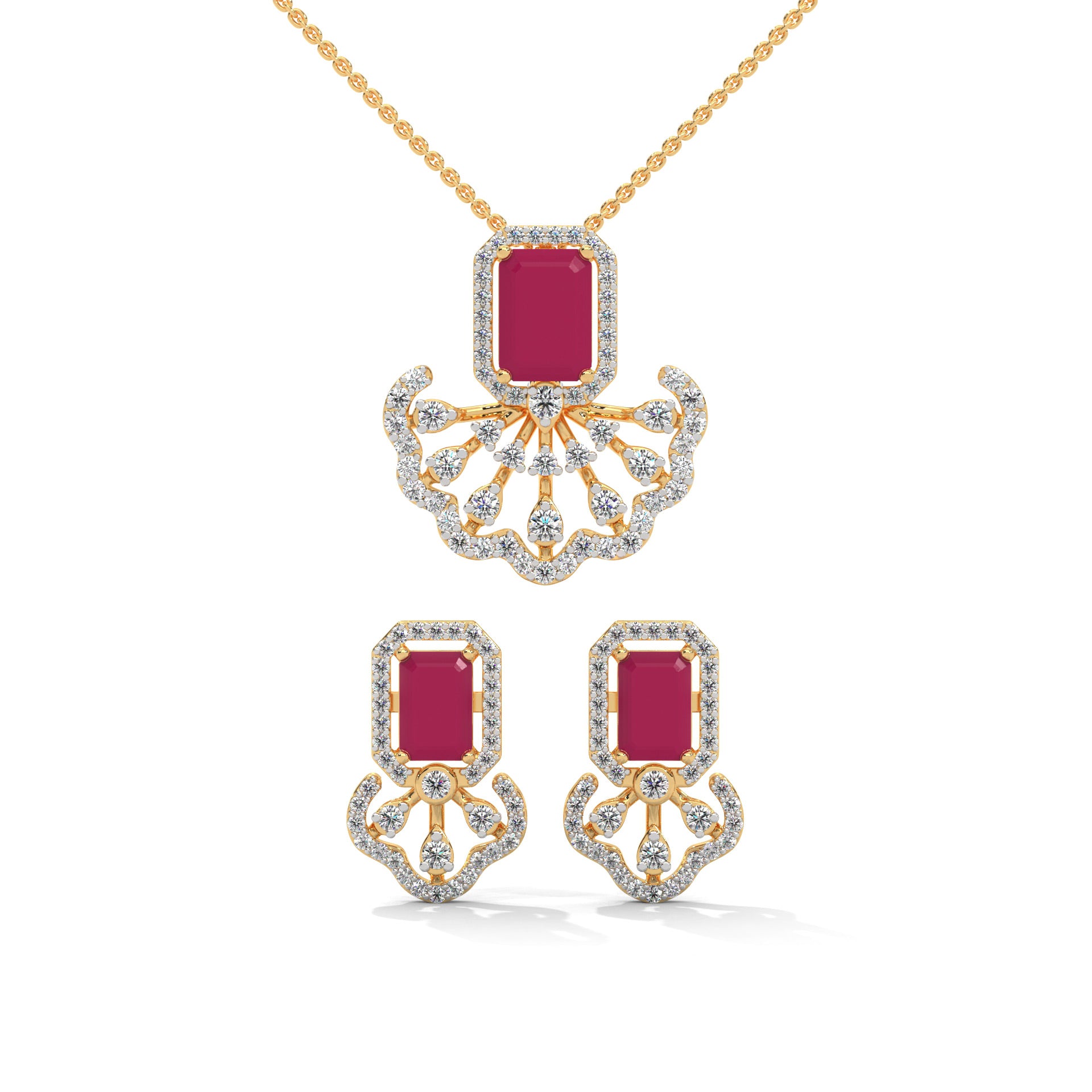 Zeri Moissanite Pendant and Earrings Set - Shinez By Baxi Jewellers