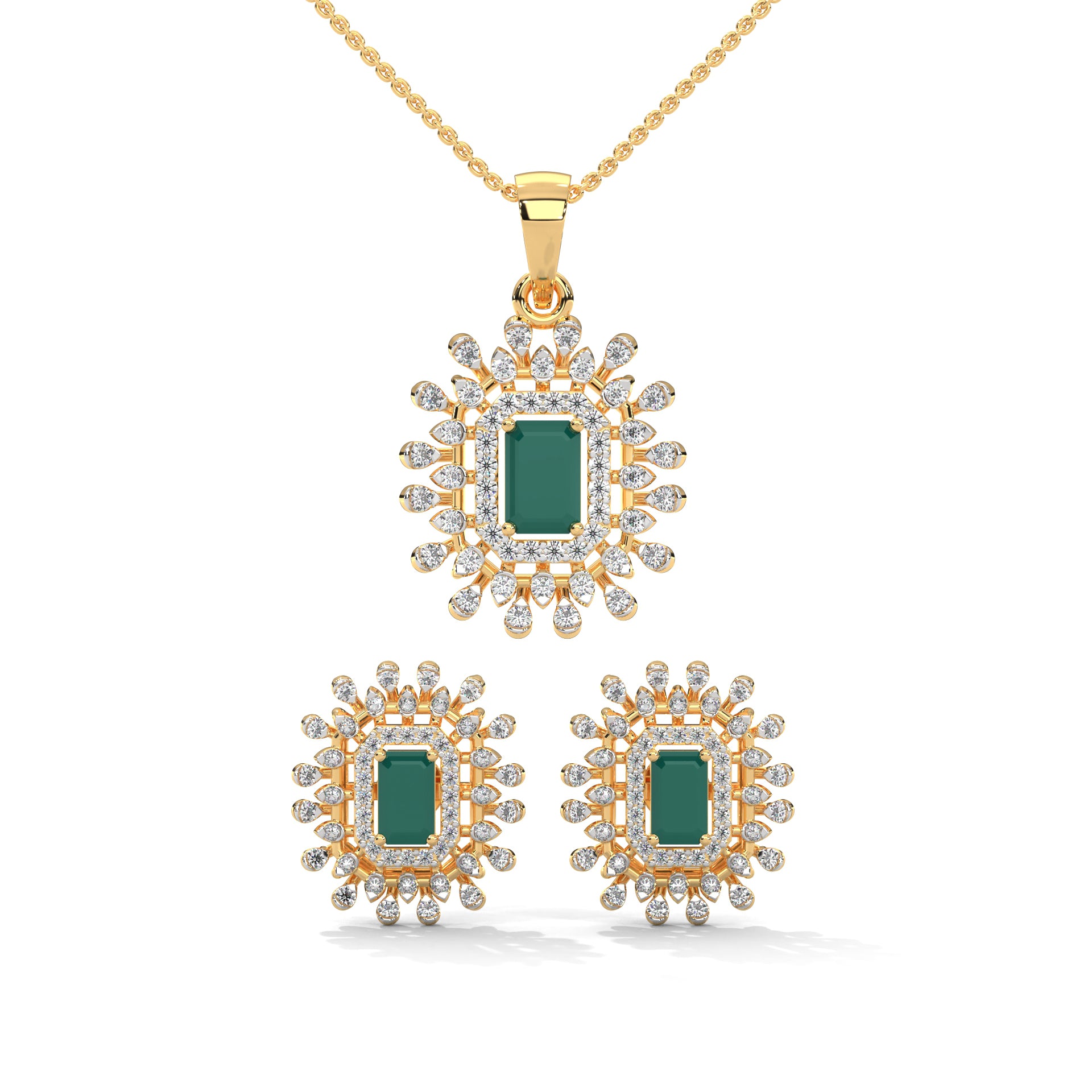 Eshana Moissanite Pendant and Earrings Set - Shinez By Baxi Jewellers