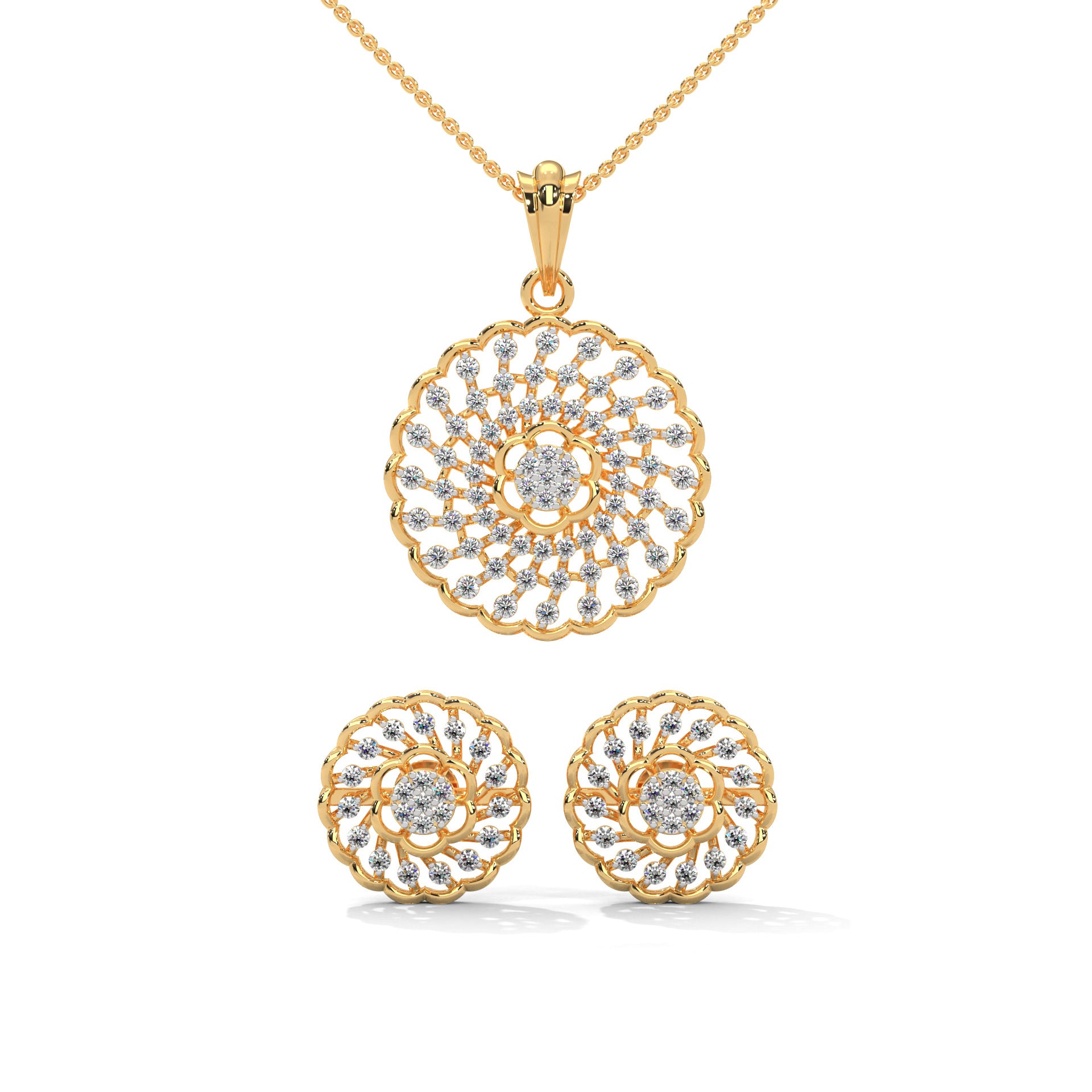 Noir Moissanite Pendant and Earrings Set - Shinez By Baxi Jewellers
